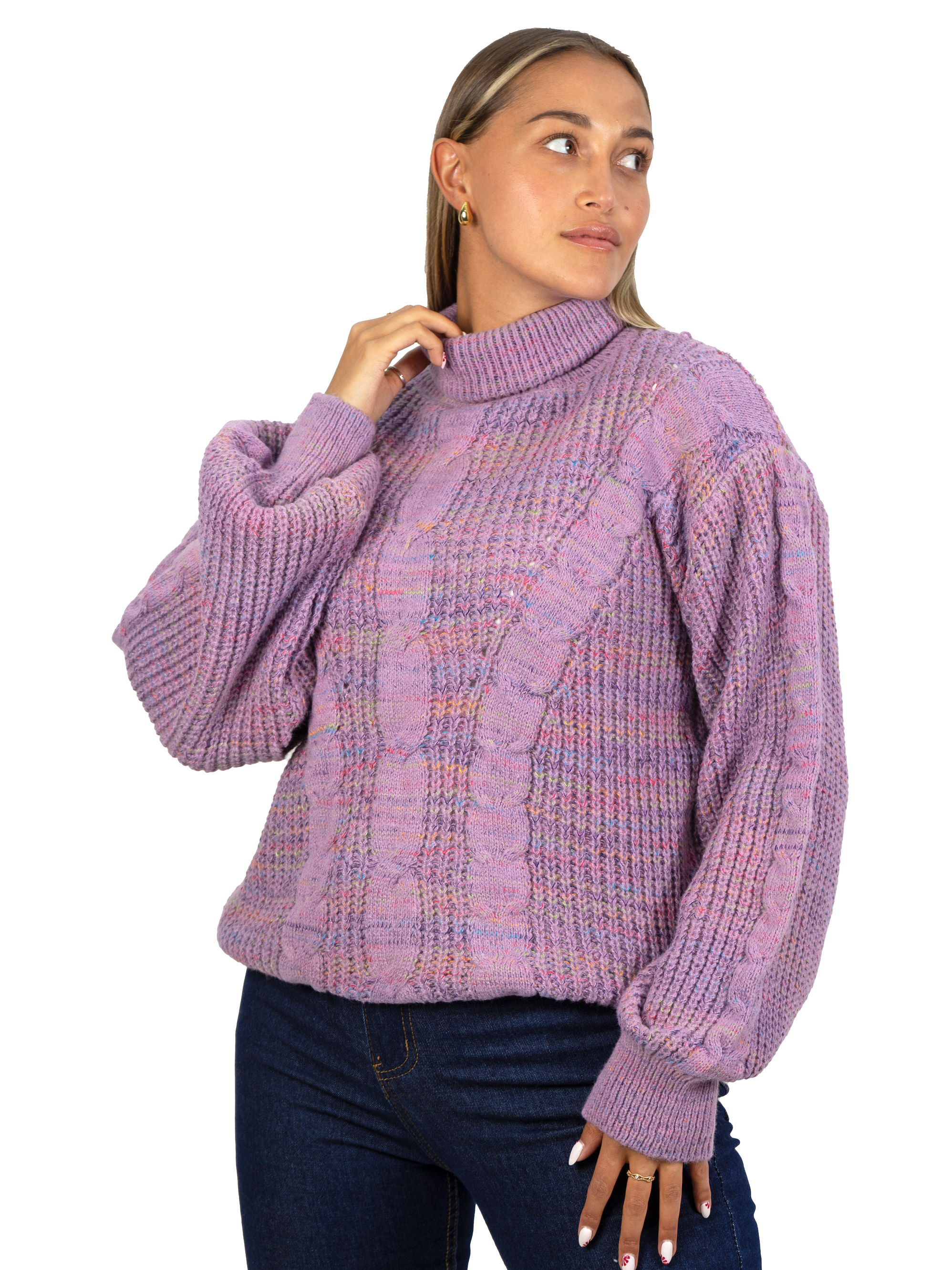 Chaleco mujer lana reciclada jaspeado manga englobada colores 21