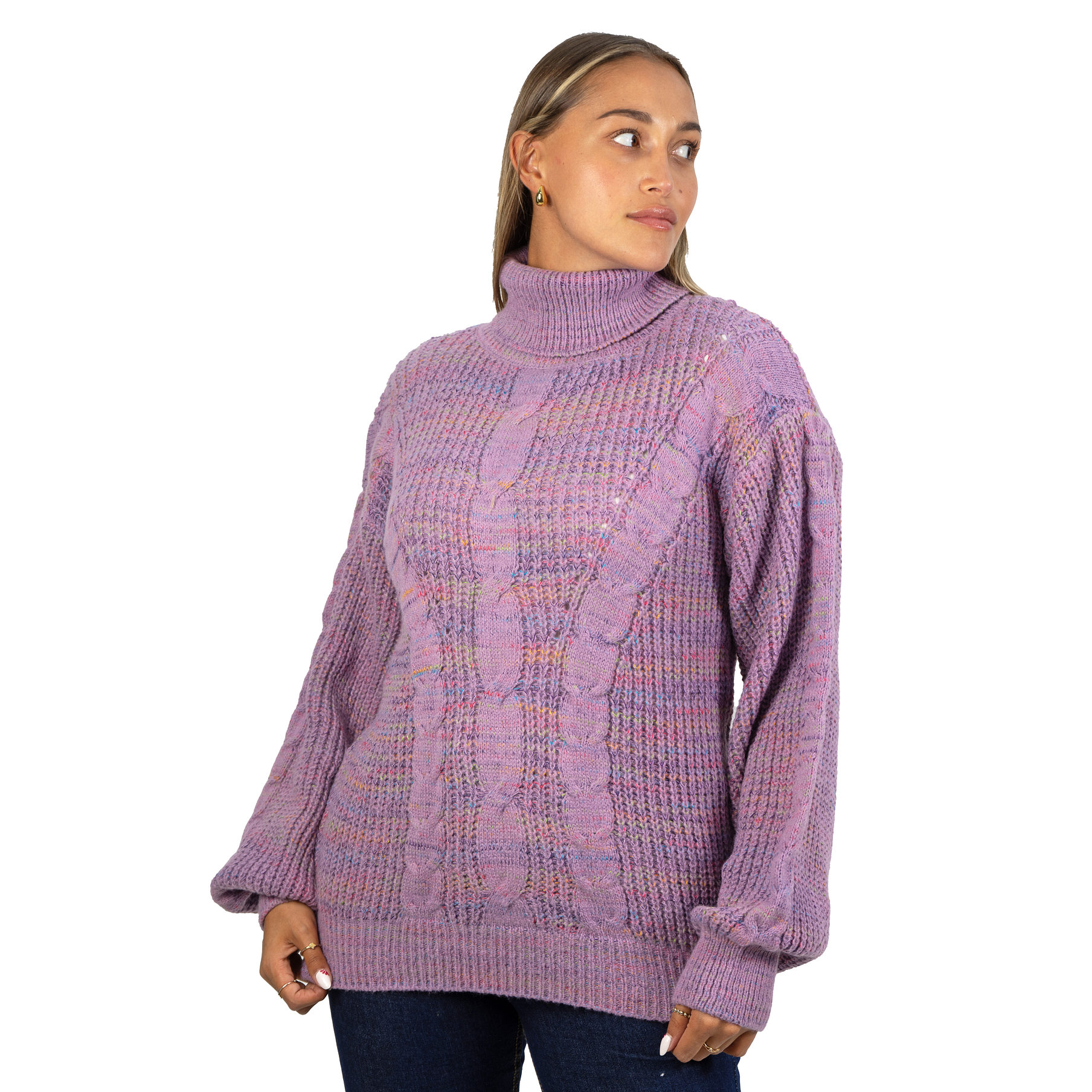 Chaleco mujer lana reciclada jaspeado manga englobada colores 22