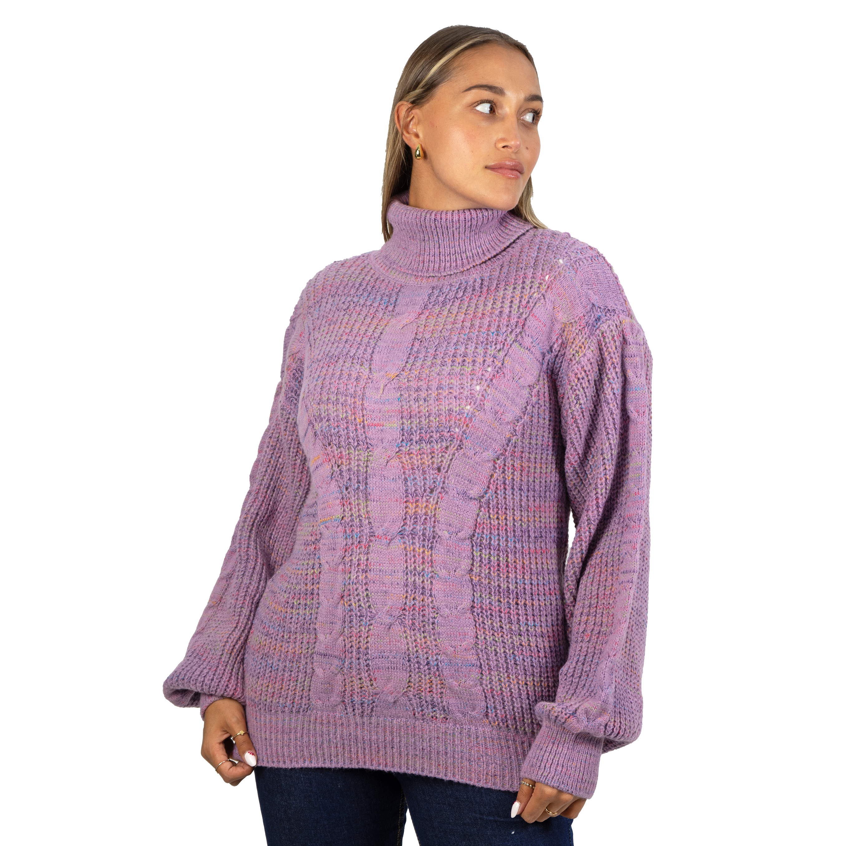 Chaleco mujer lana reciclada jaspeado manga englobada colores 22