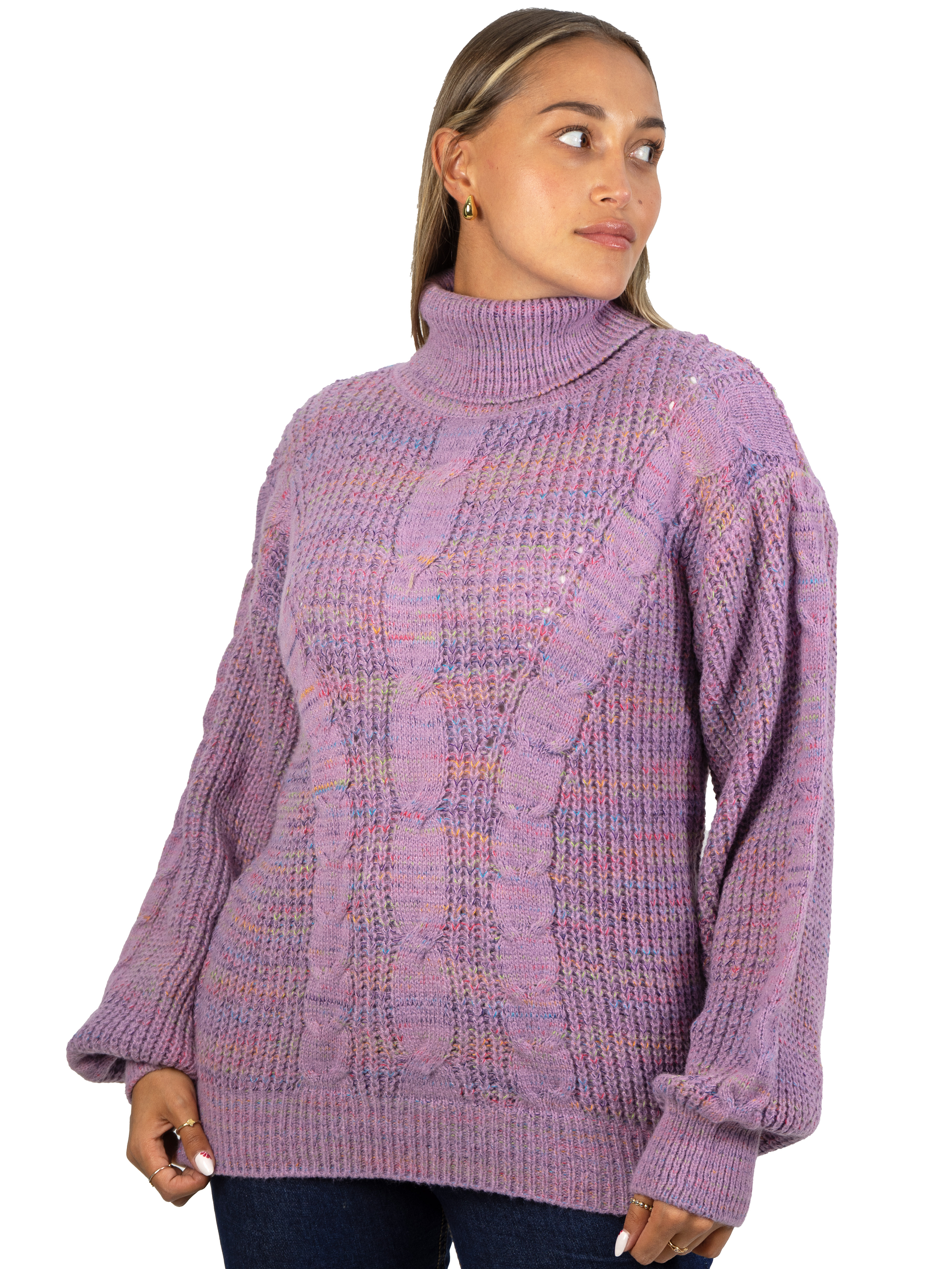 Chaleco mujer lana reciclada jaspeado manga englobada colores 22