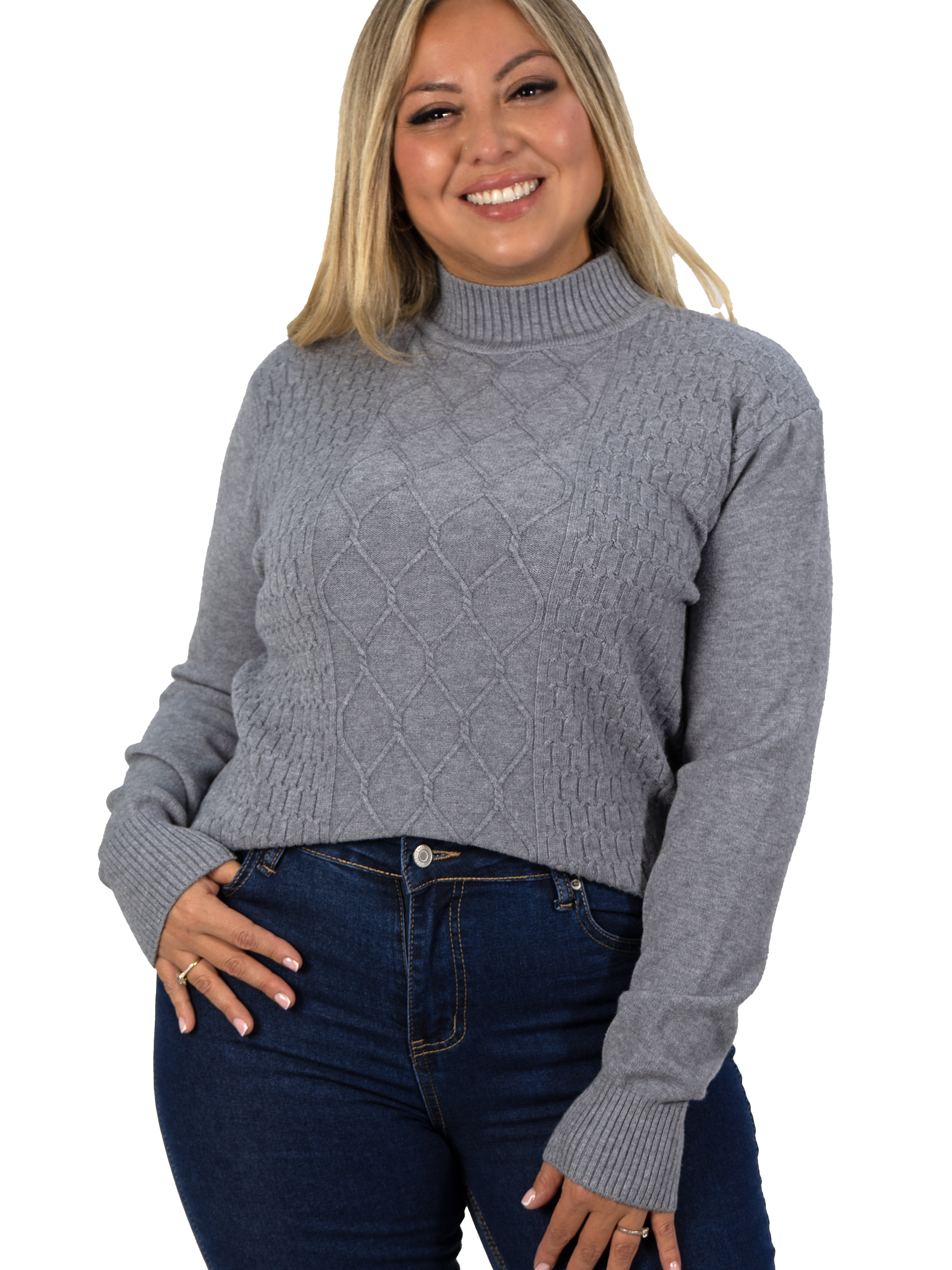 Sweater mujer texturado colores Lineas rombos extra linda 5
