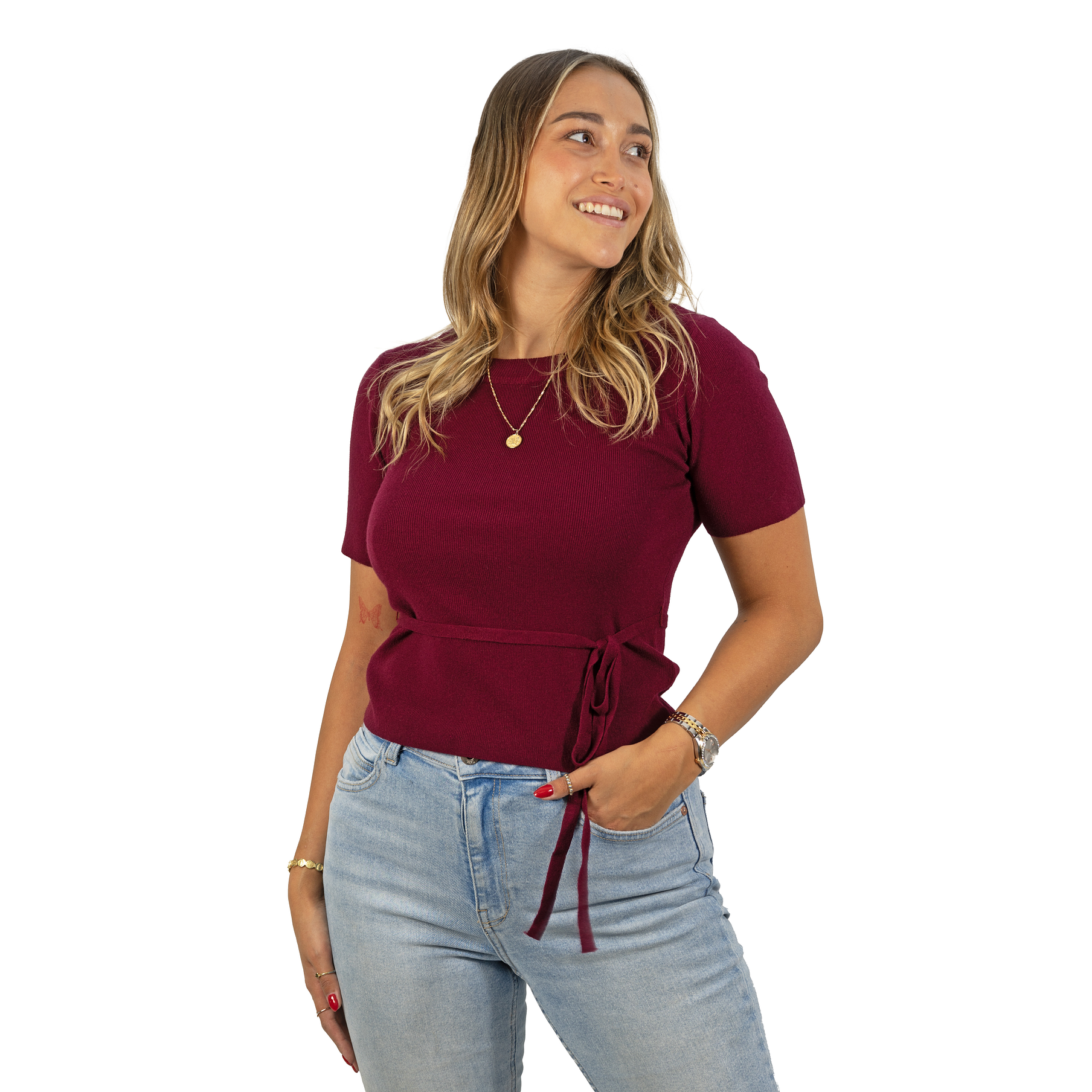 Polera lanilla manga corta invierno lazo colores 8