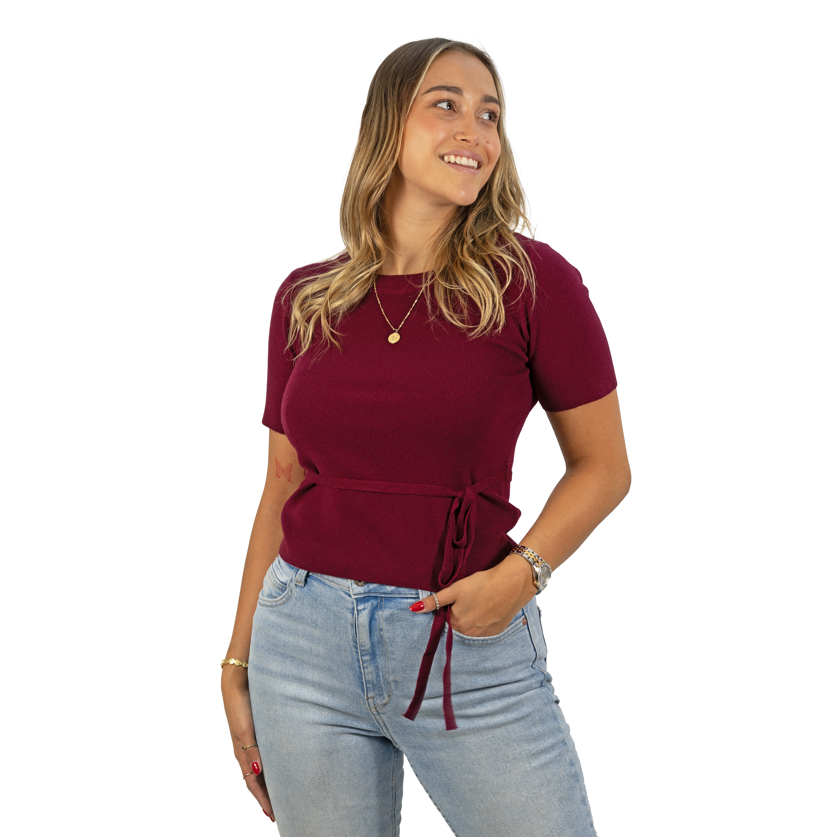 Polera lanilla manga corta invierno lazo colores 8