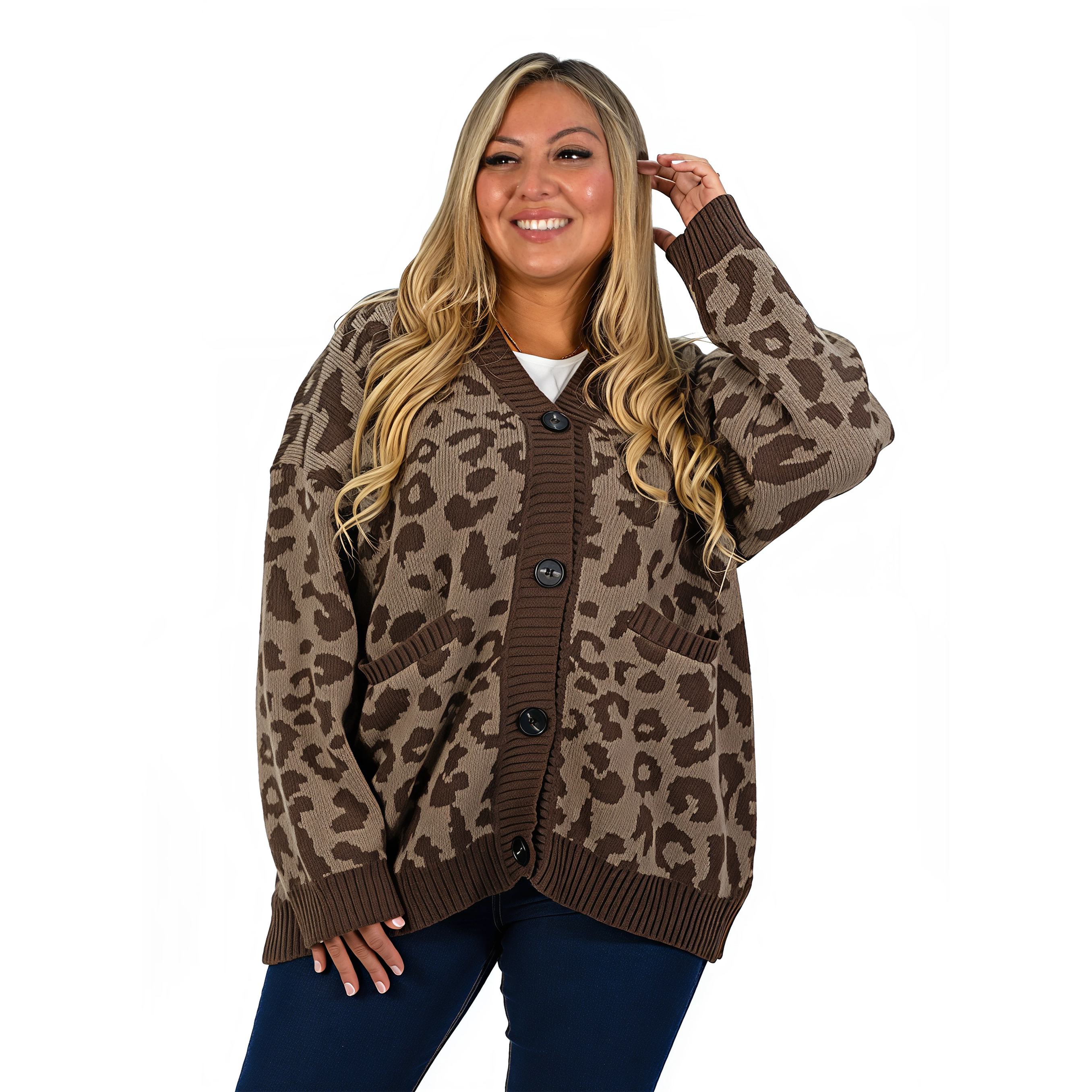 Cárdigan Mujer botones Oversize Animal print colores 5