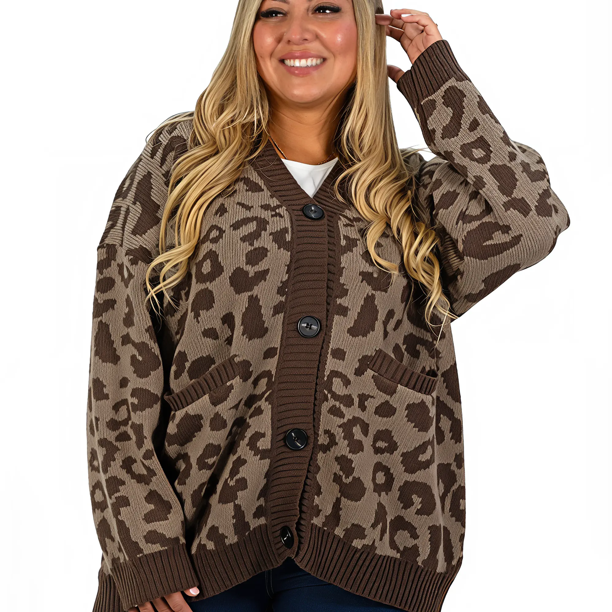Cárdigan Mujer botones Oversize Animal print colores 5