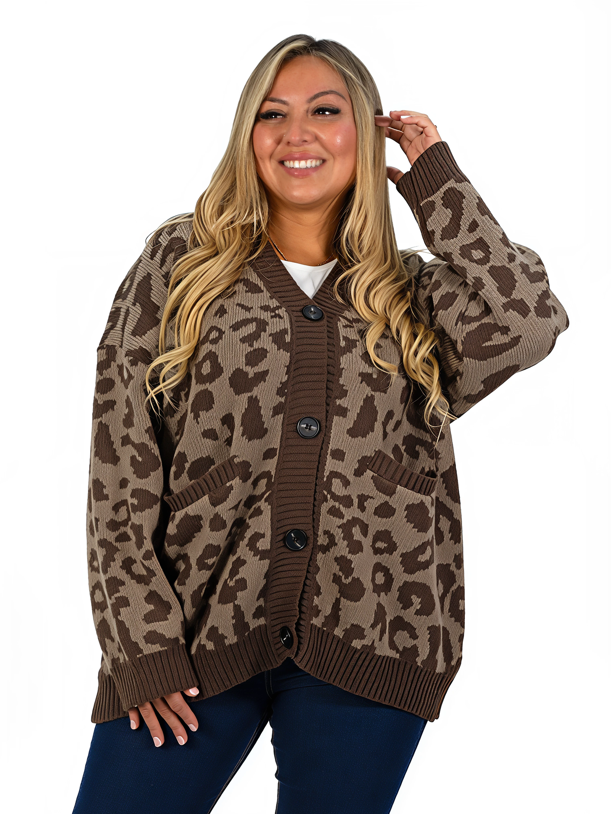 Cárdigan Mujer botones Oversize Animal print colores 5