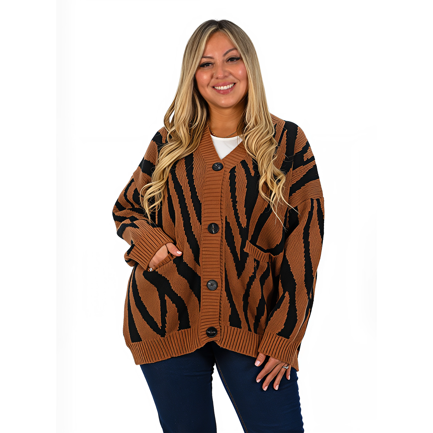Cárdigan Mujer botones Oversize Animal print colores 7