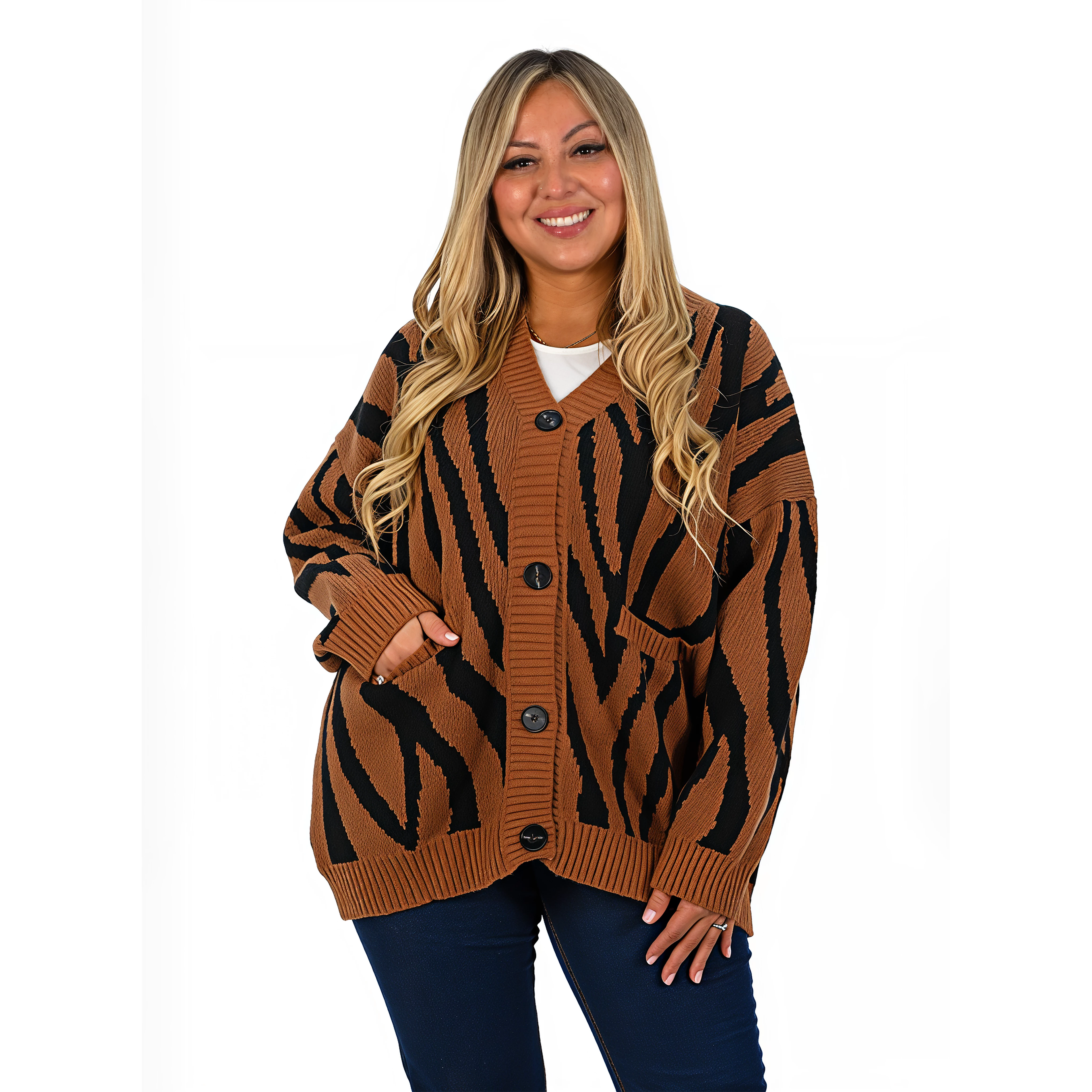Cárdigan Mujer botones Oversize Animal print colores 7