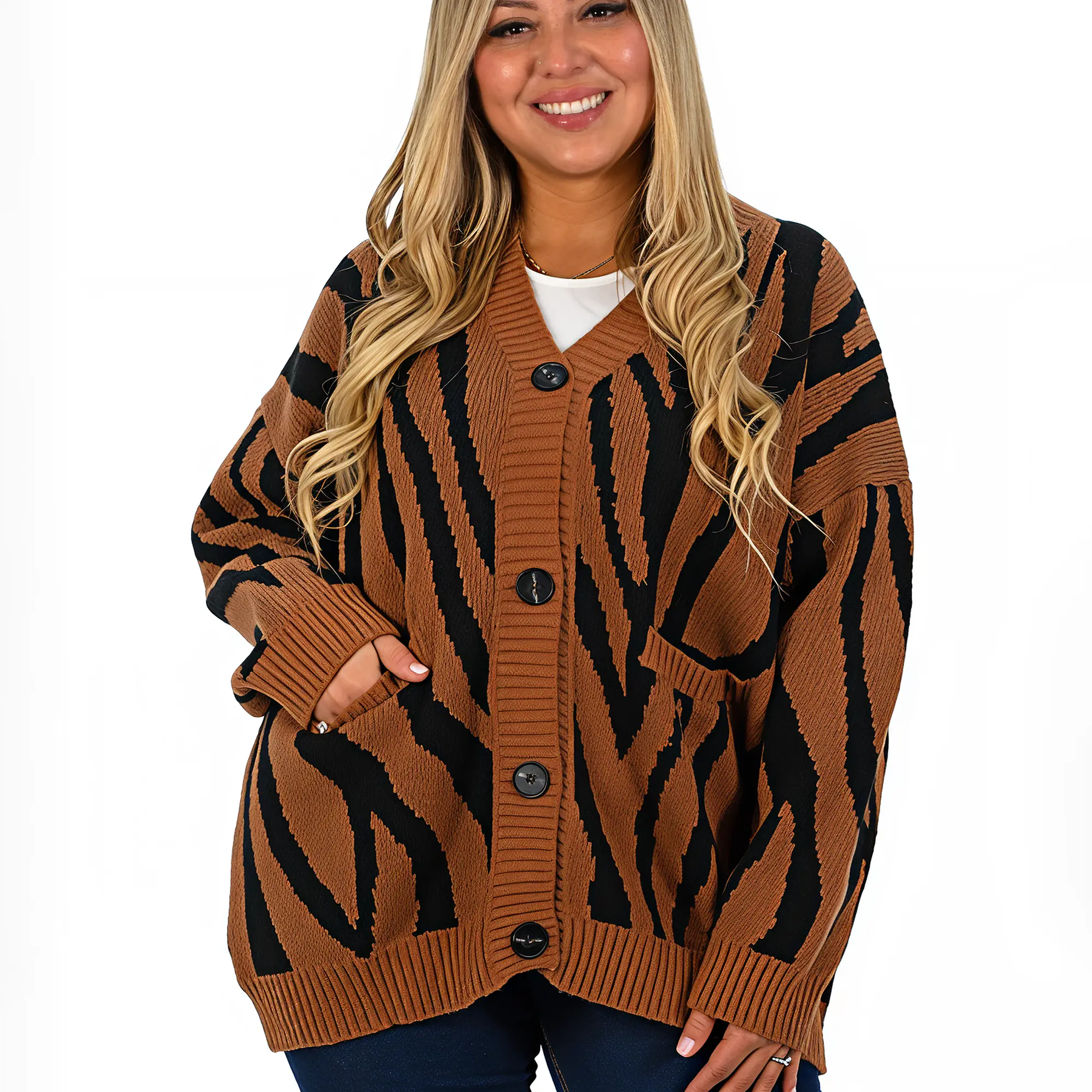 Cárdigan Mujer botones Oversize Animal print colores 7