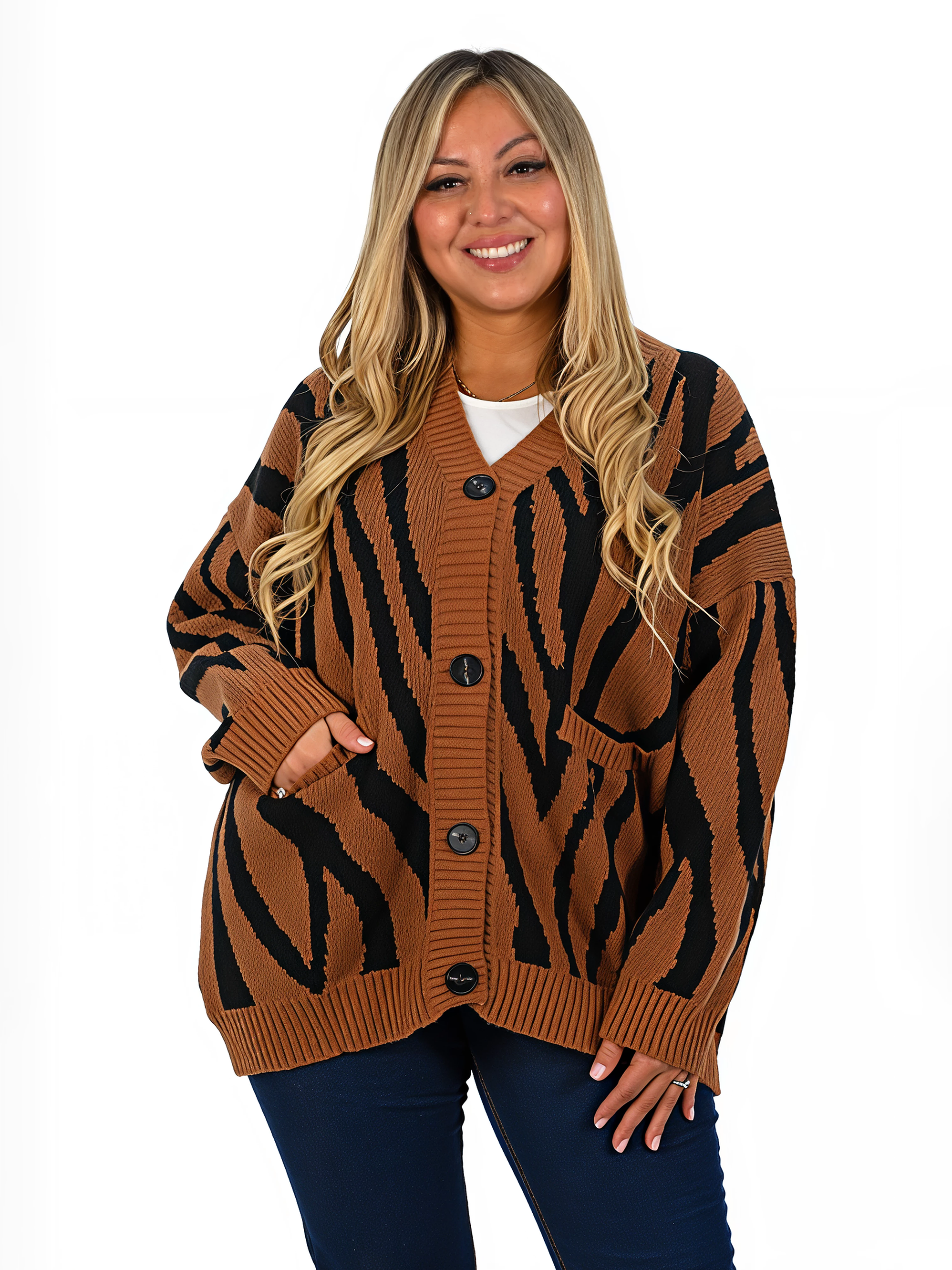 Cárdigan Mujer botones Oversize Animal print colores 7