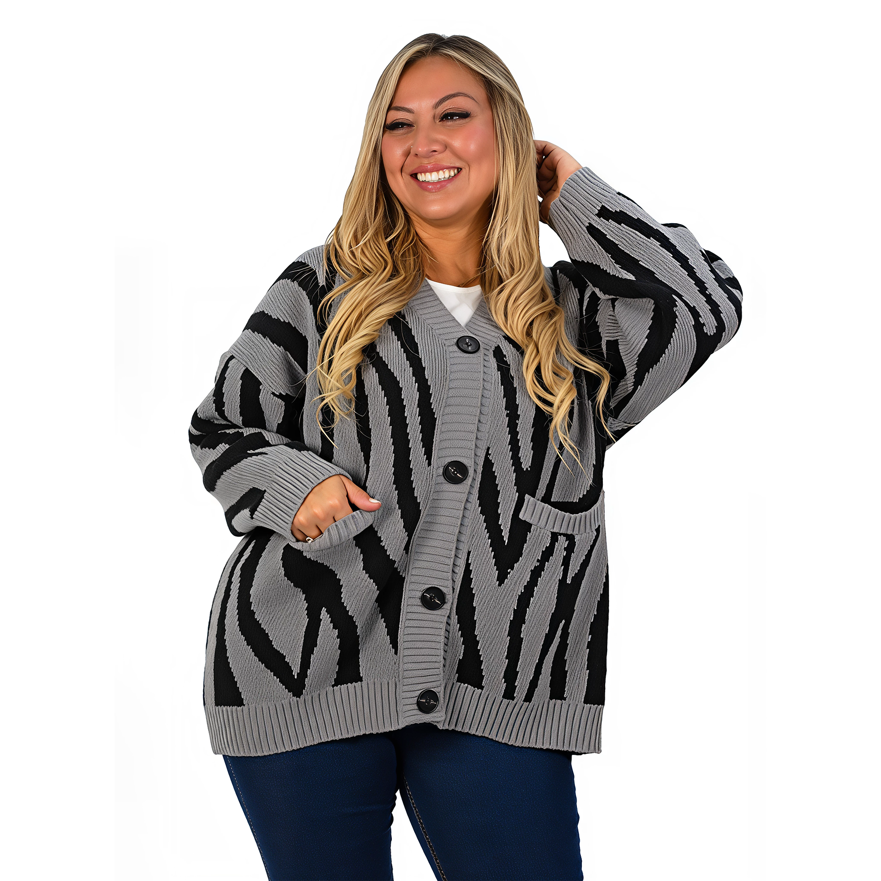 Cárdigan Mujer botones Oversize Animal print colores 9