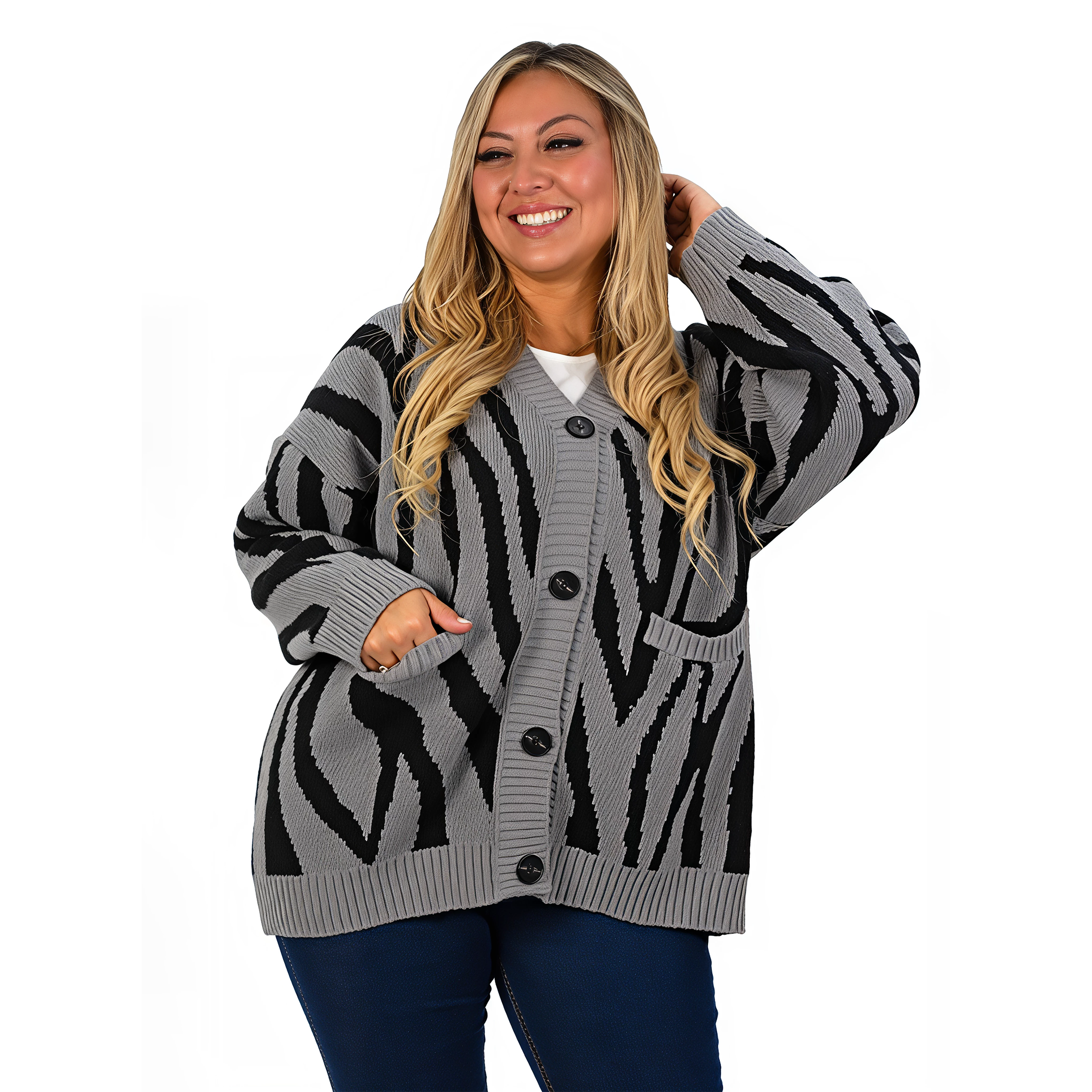 Cárdigan Mujer botones Oversize Animal print colores 9