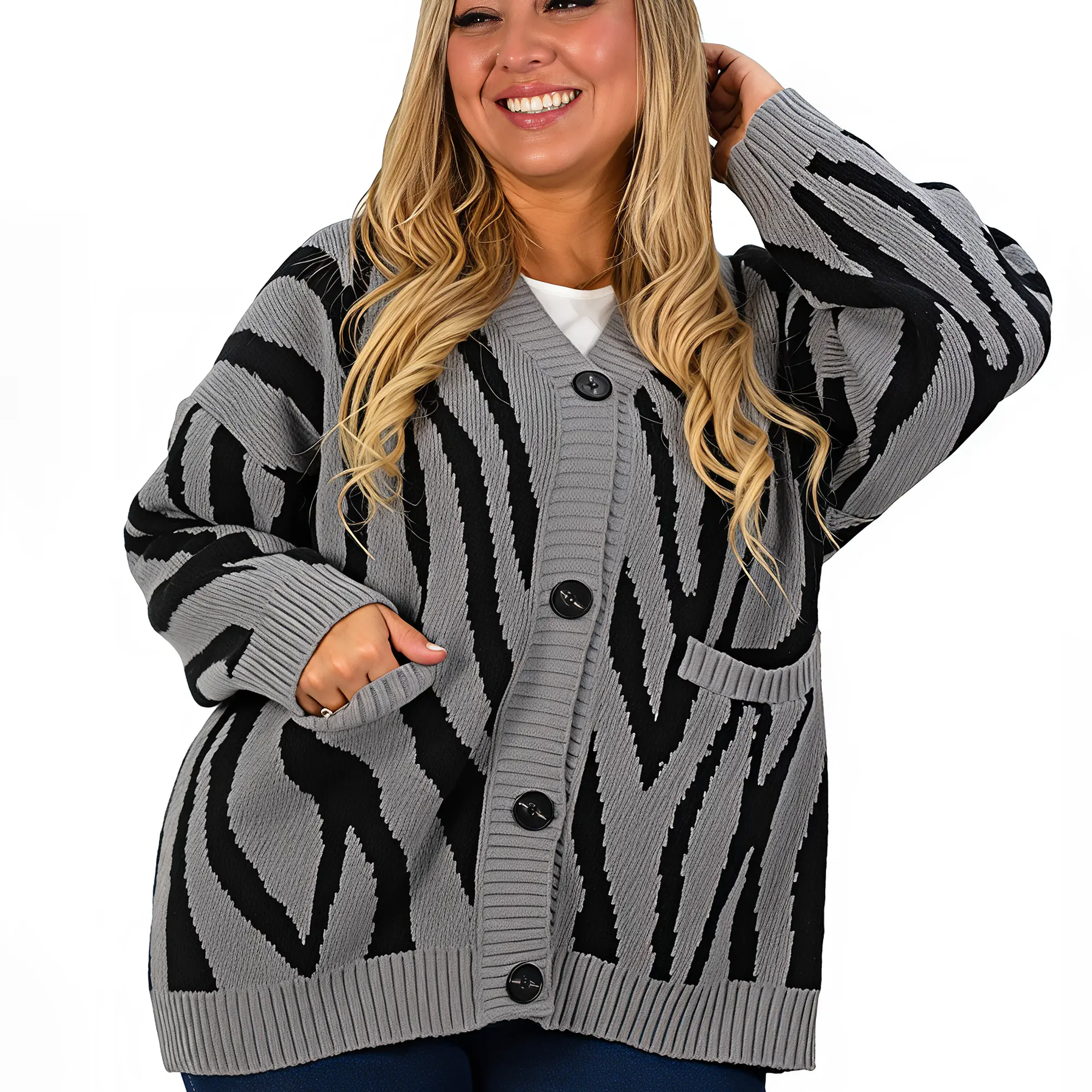 Cárdigan Mujer botones Oversize Animal print colores 9