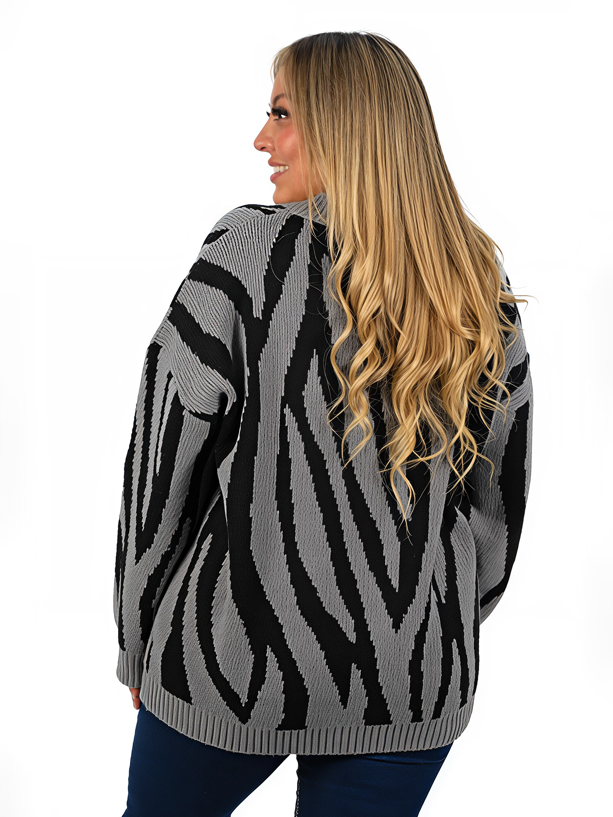 Cárdigan Mujer botones Oversize Animal print colores 10