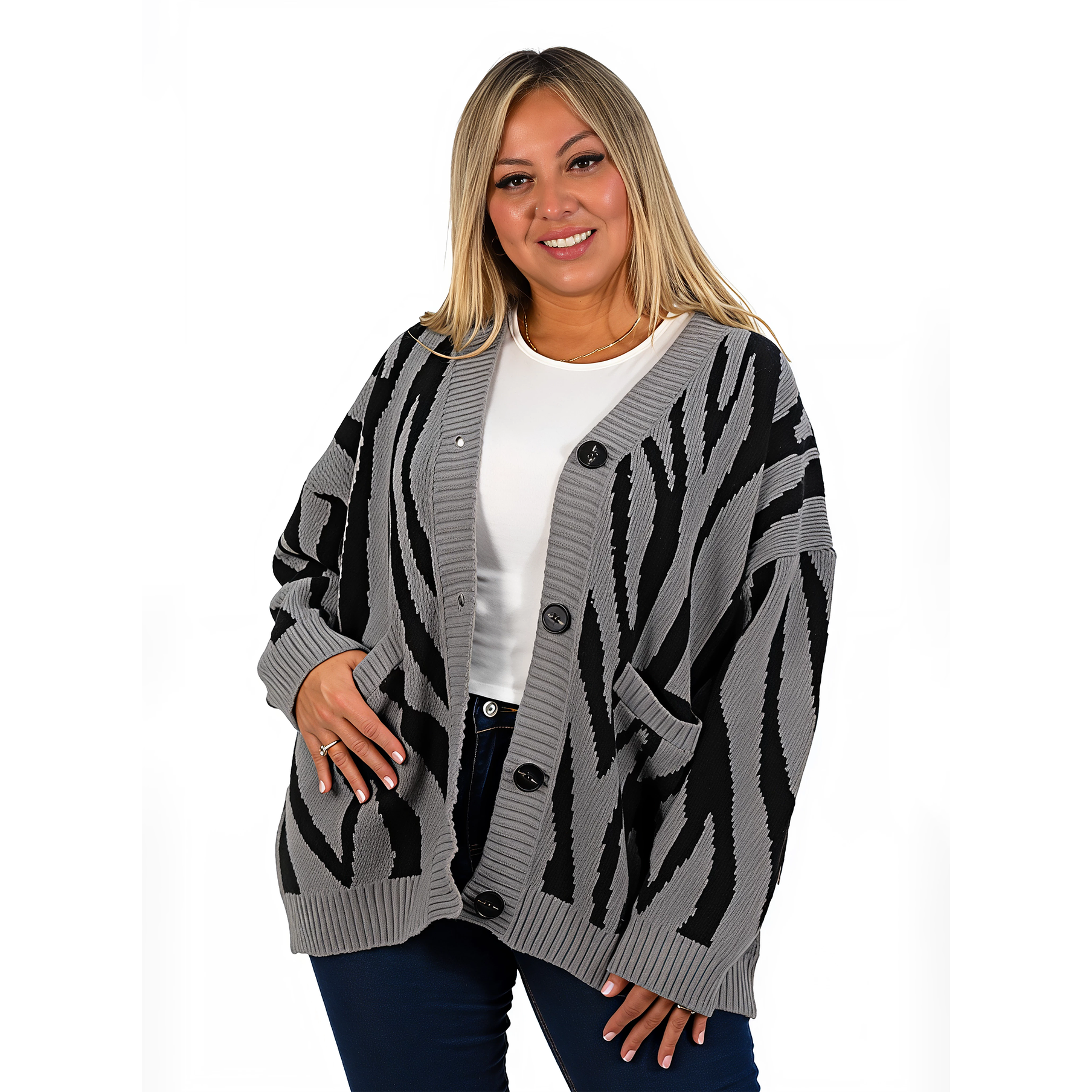 Cárdigan Mujer botones Oversize Animal print colores 11