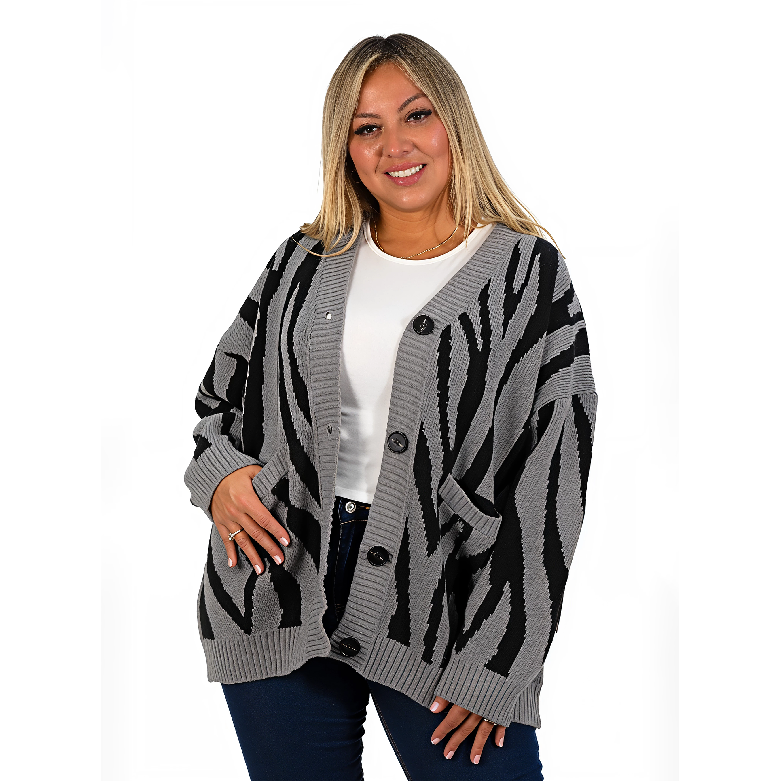Cárdigan Mujer botones Oversize Animal print colores 11