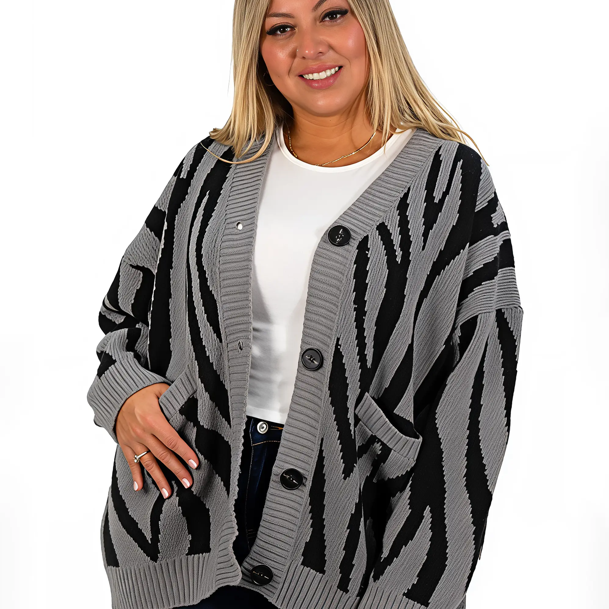 Cárdigan Mujer botones Oversize Animal print colores 11