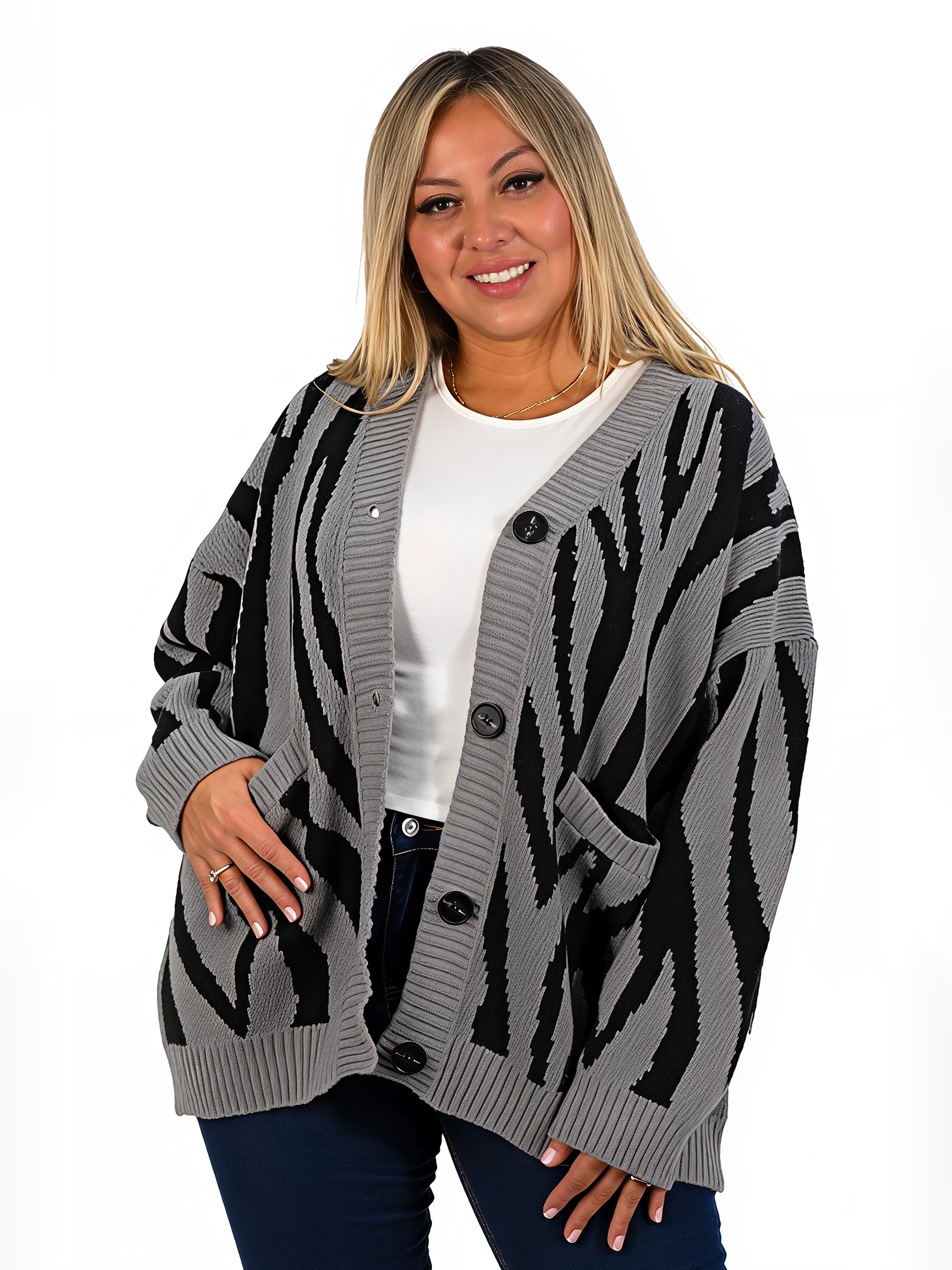Cárdigan Mujer botones Oversize Animal print colores 11