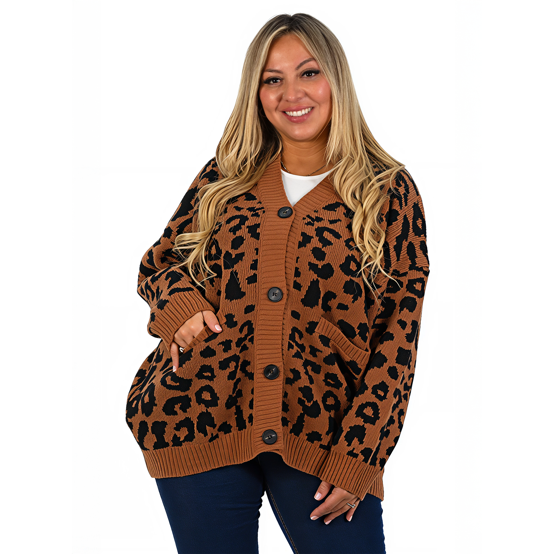 Cárdigan Mujer botones Oversize Animal print colores 1