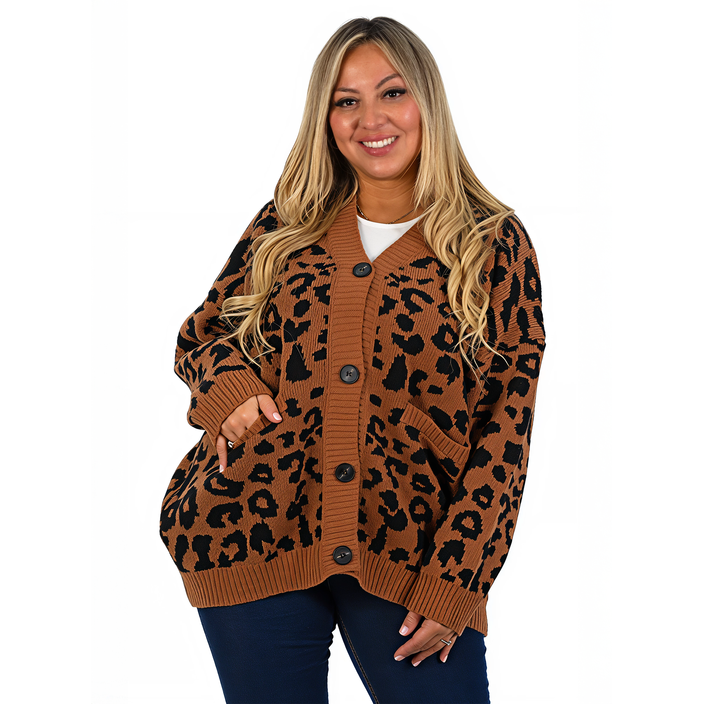Cárdigan Mujer botones Oversize Animal print colores 1