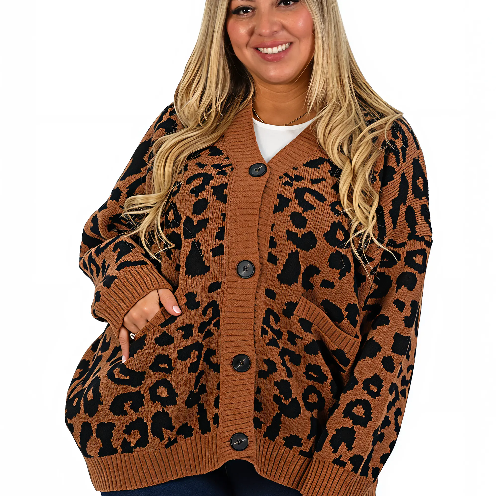 Cárdigan Mujer botones Oversize Animal print colores 1