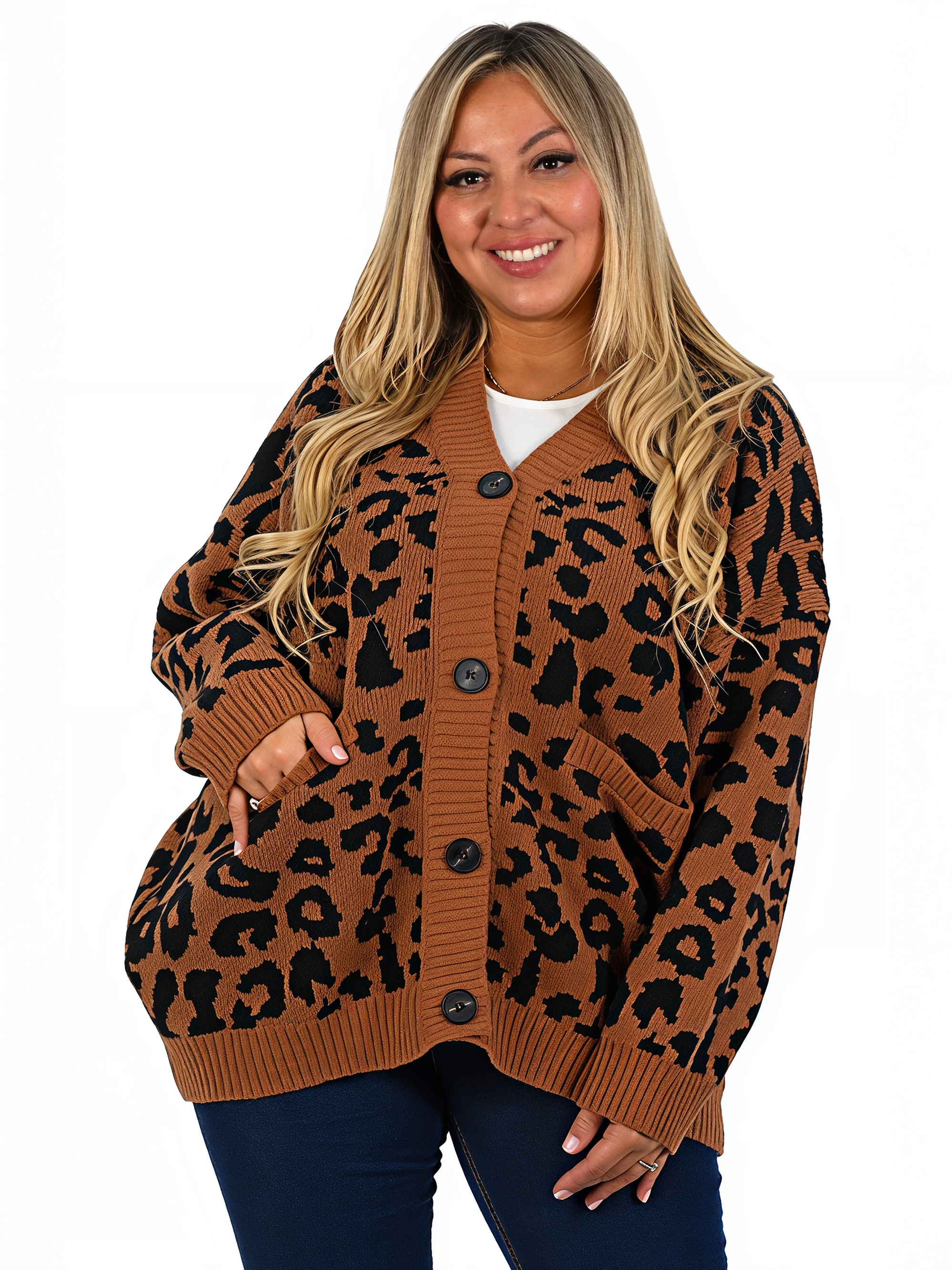 Cárdigan Mujer botones Oversize Animal print colores 1