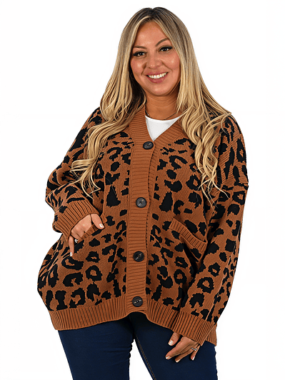 Cárdigan Mujer botones Oversize Animal print colores