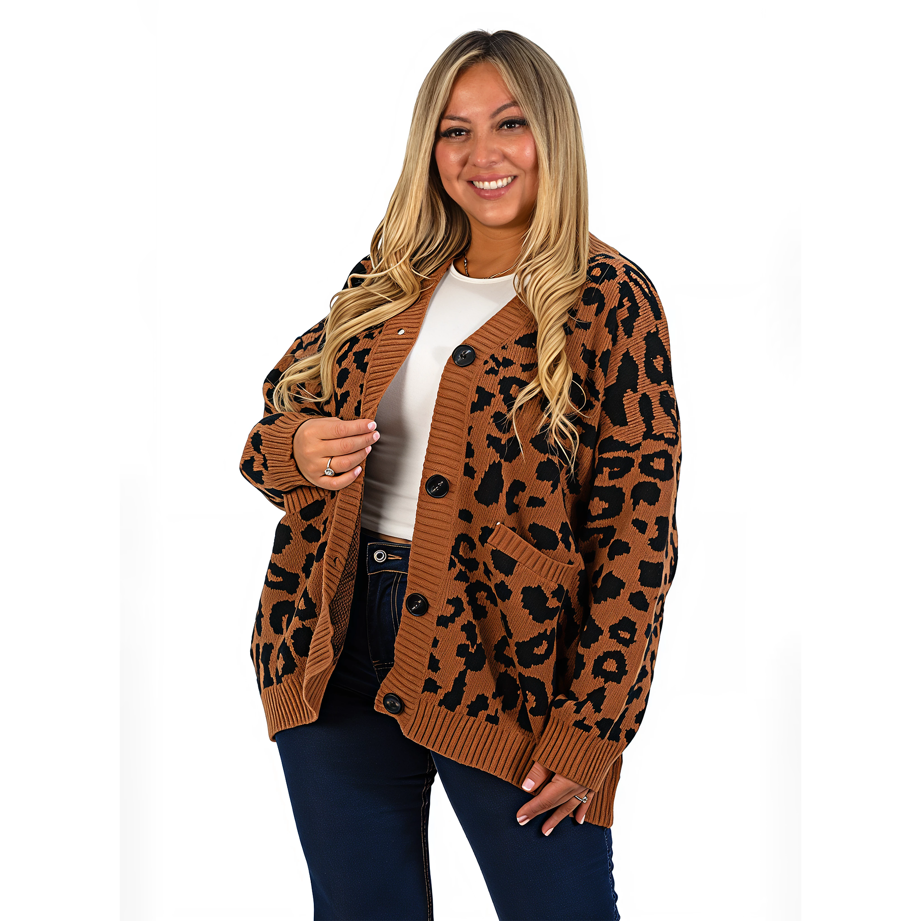 Cárdigan Mujer botones Oversize Animal print colores 2