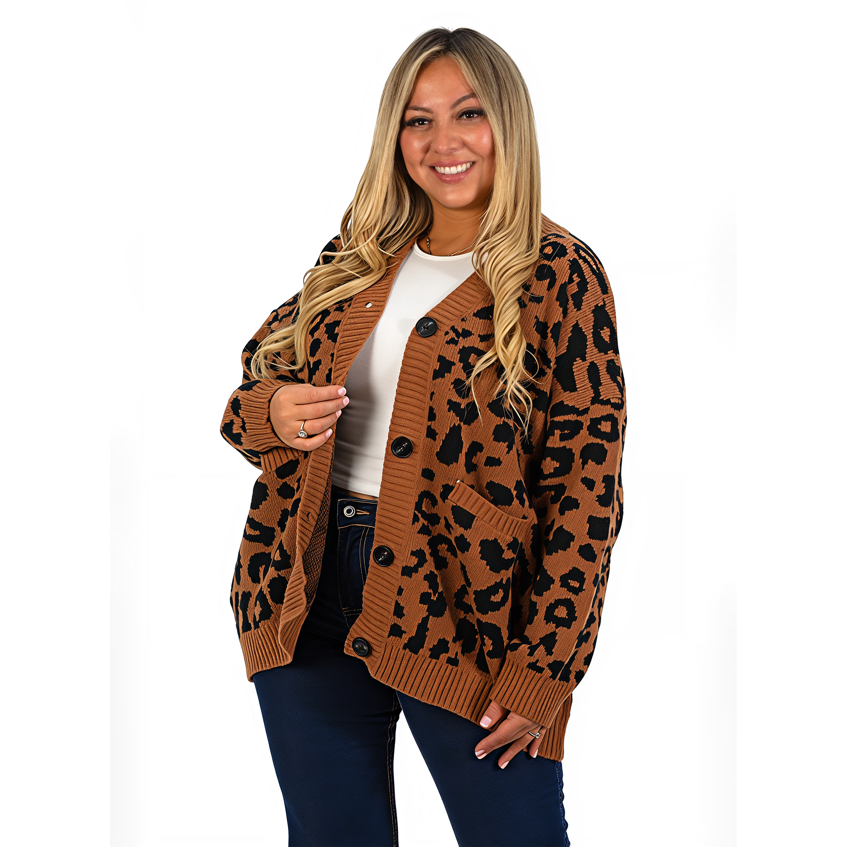 Cárdigan Mujer botones Oversize Animal print colores 2
