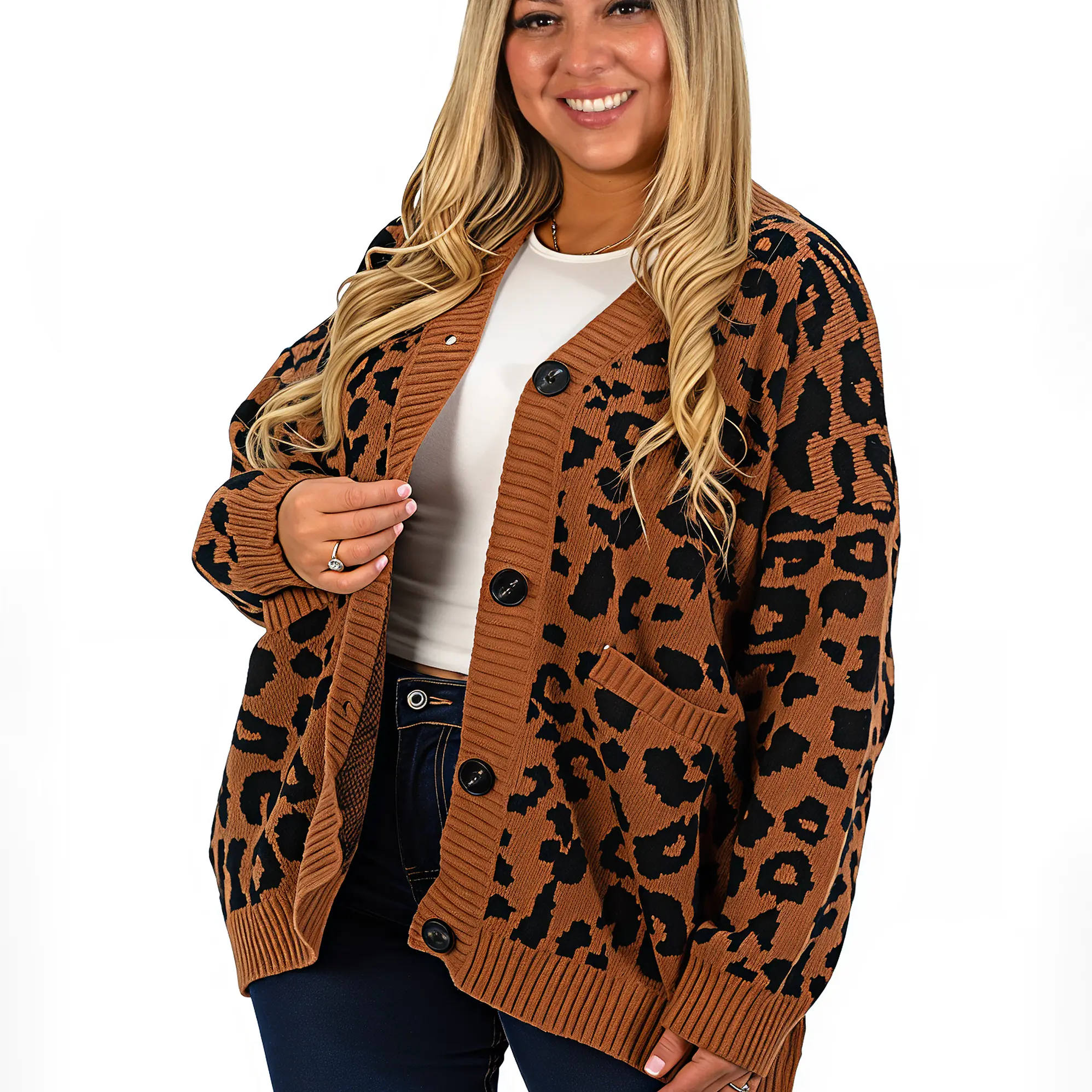 Cárdigan Mujer botones Oversize Animal print colores 2