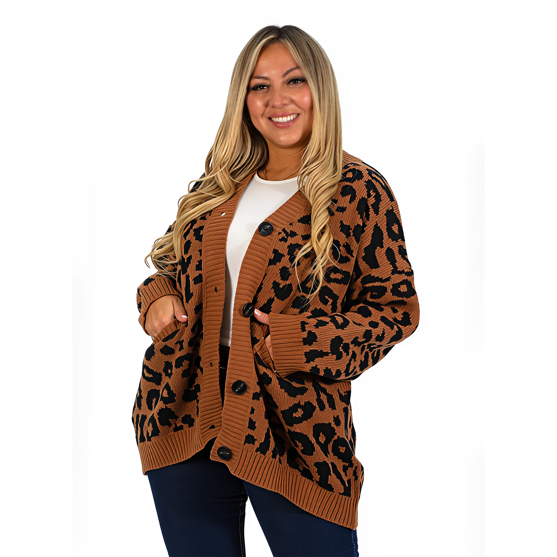 Cárdigan Mujer botones Oversize Animal print colores 3