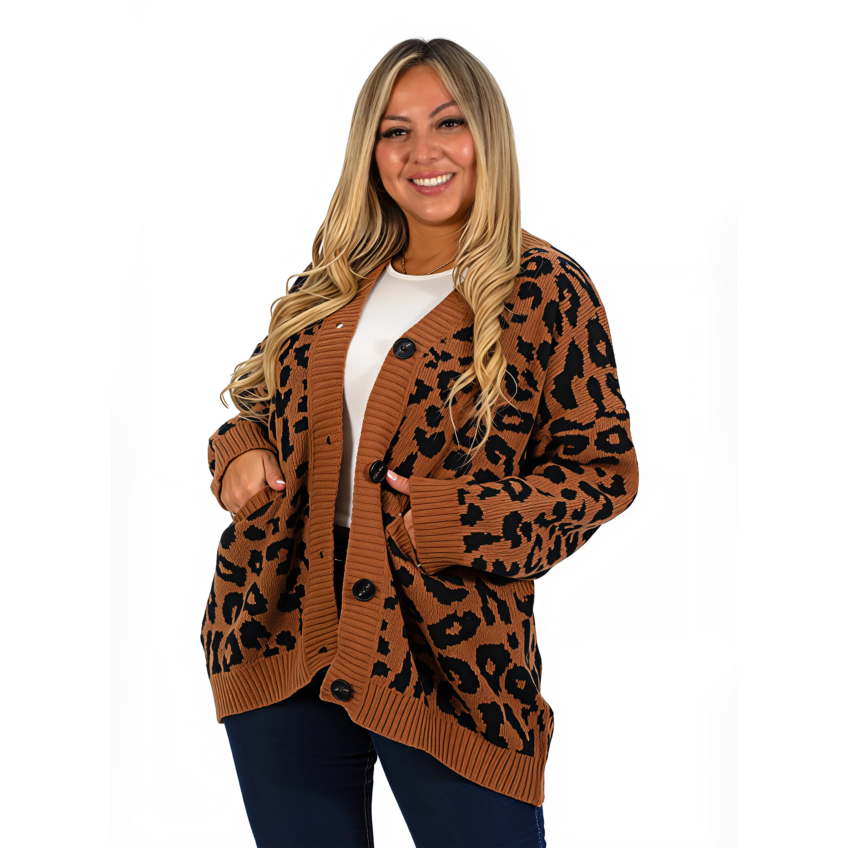 Cárdigan Mujer botones Oversize Animal print colores 3
