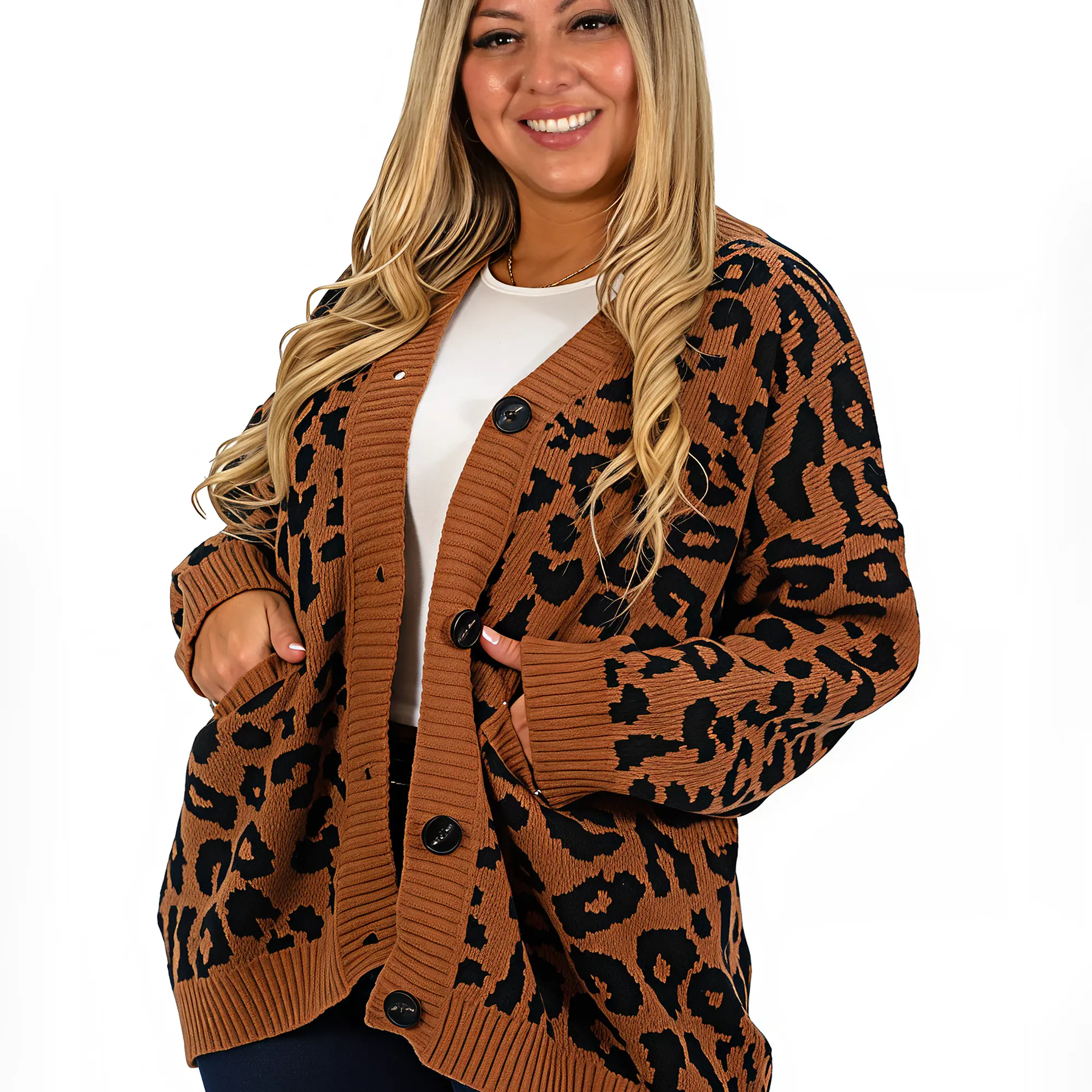 Cárdigan Mujer botones Oversize Animal print colores 3