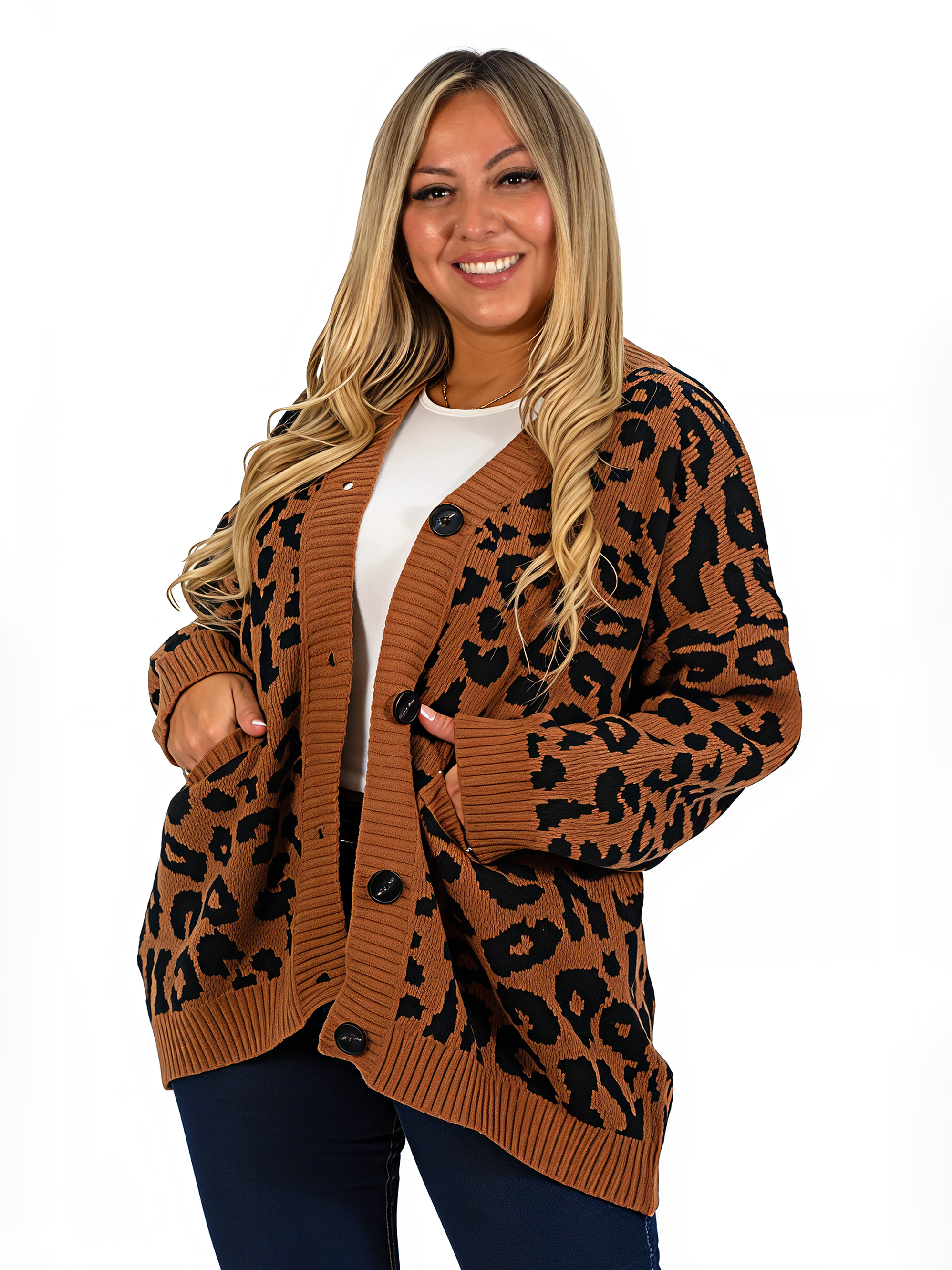 Cárdigan Mujer botones Oversize Animal print colores 3