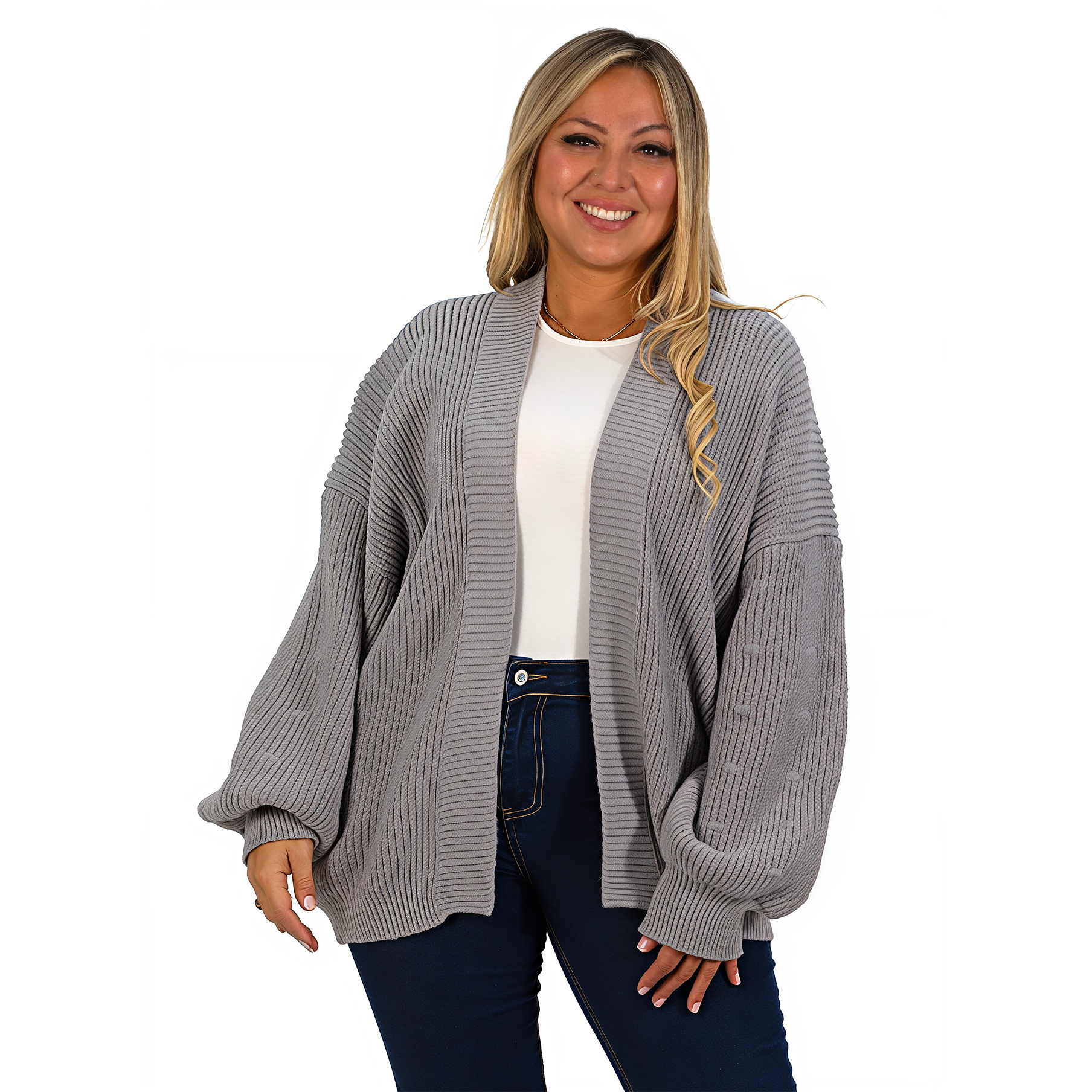 Cárdigan mujer lana mujer manga globo Oversize colores 4