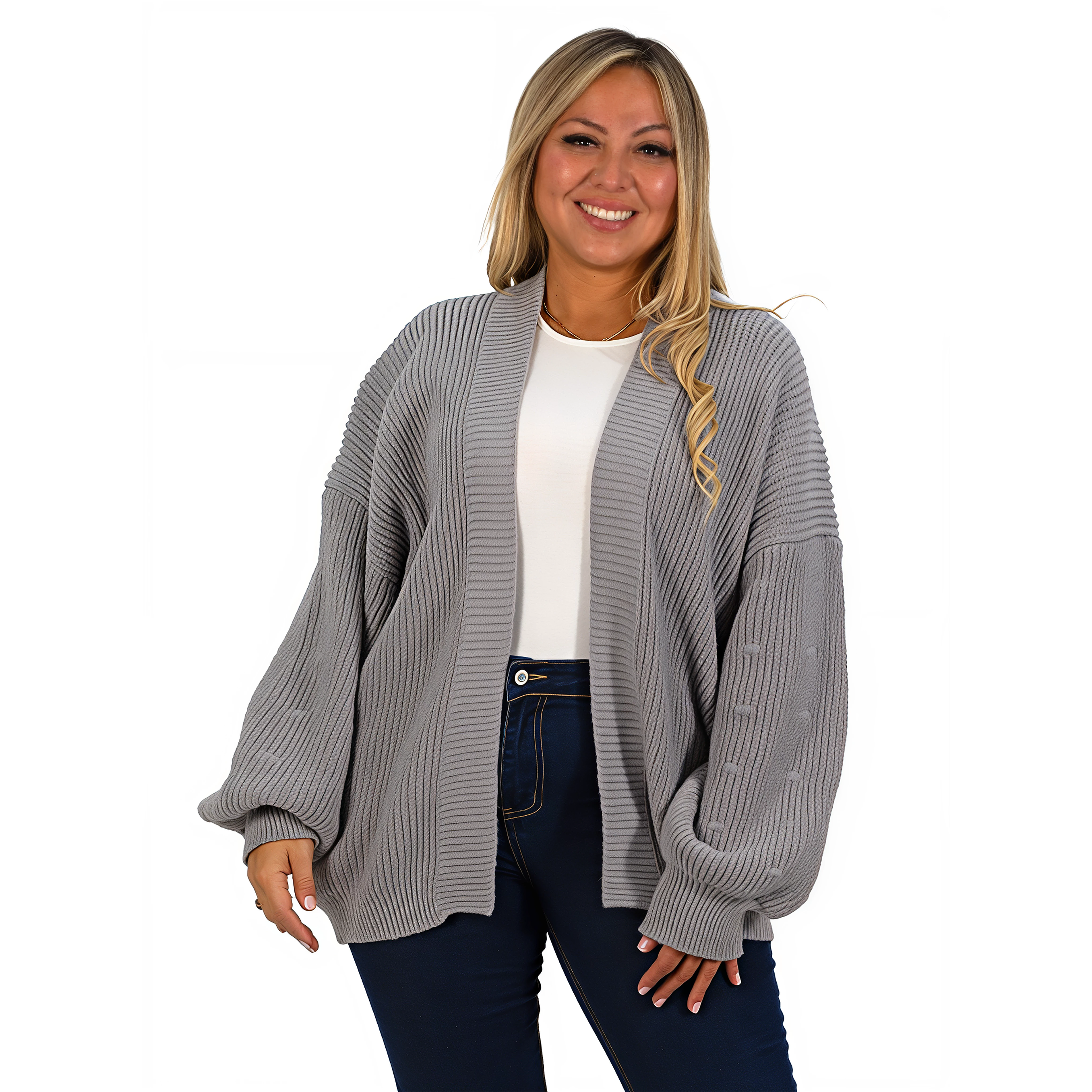 Cárdigan mujer lana mujer manga globo Oversize colores 4