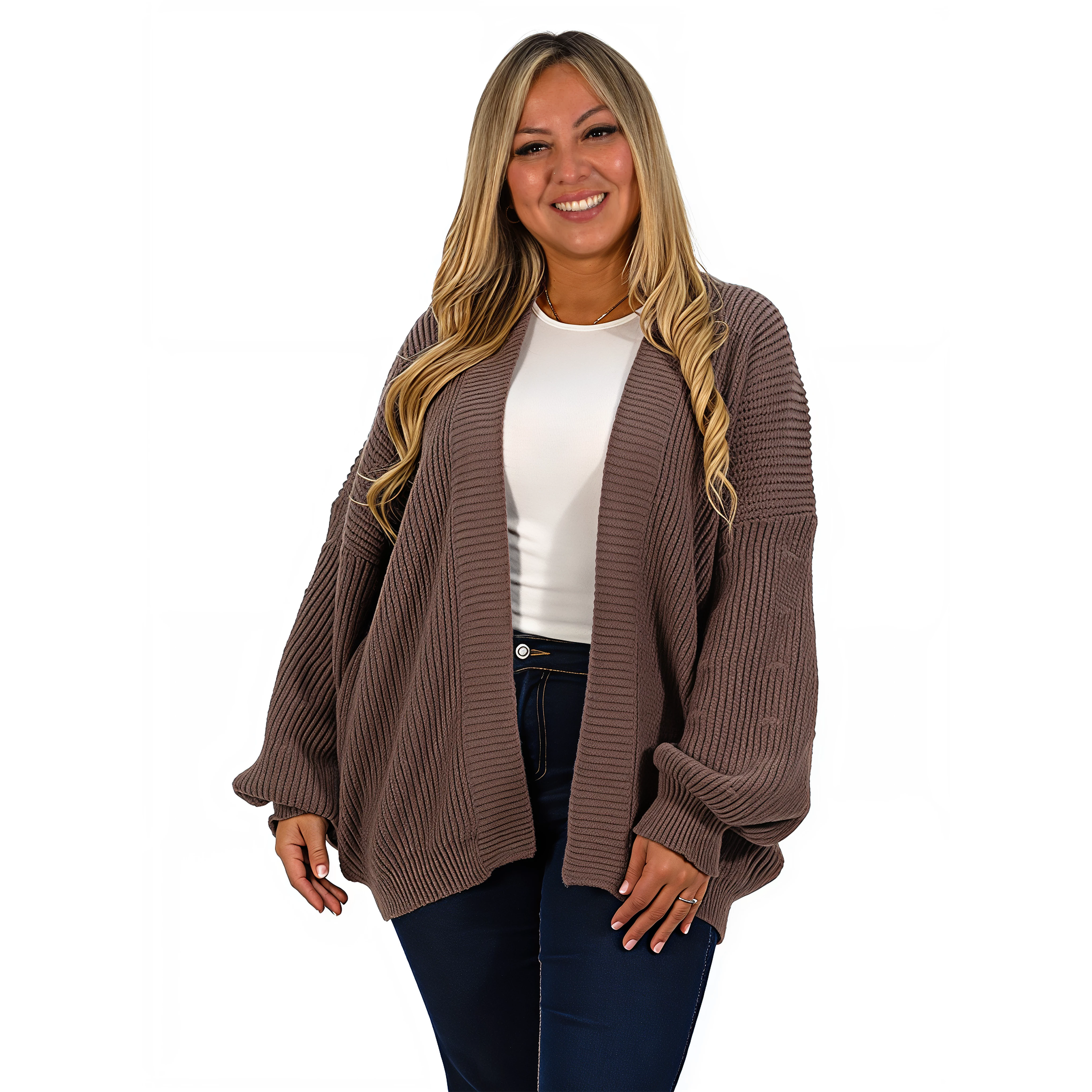 Cárdigan mujer lana mujer manga globo Oversize colores 5