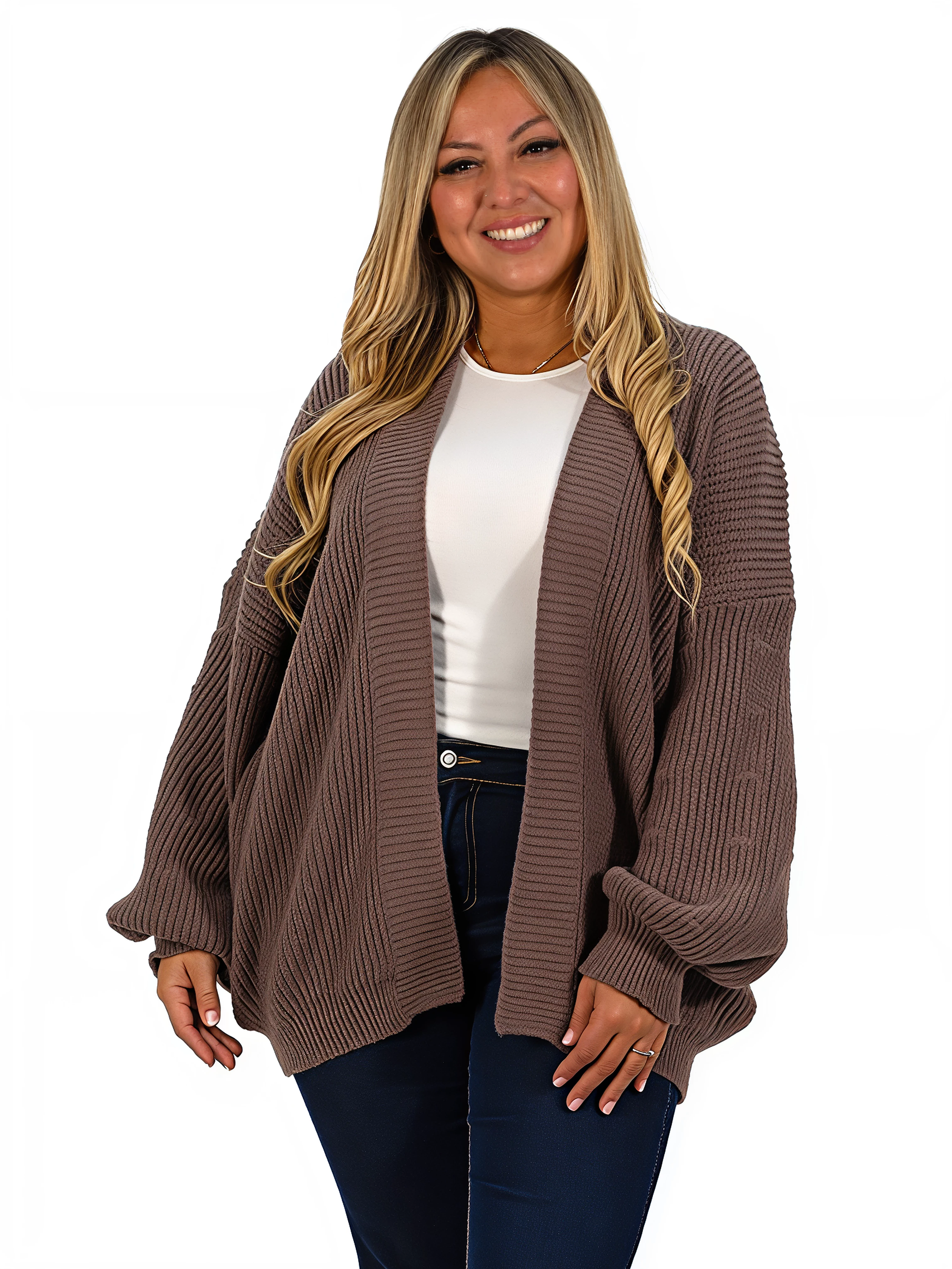 Cárdigan mujer lana mujer manga globo Oversize colores 5