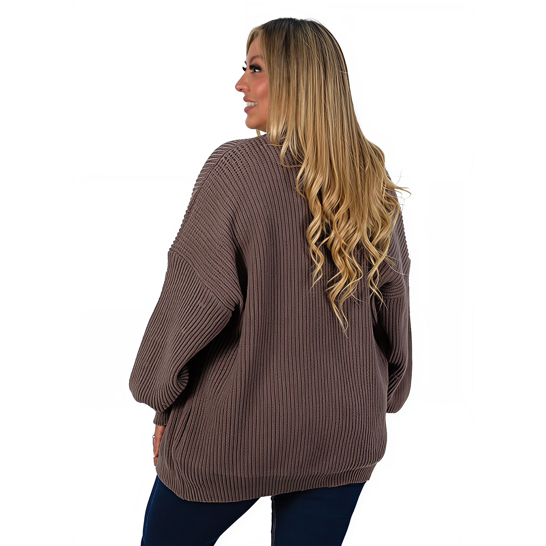 Cárdigan mujer lana mujer manga globo Oversize colores 6