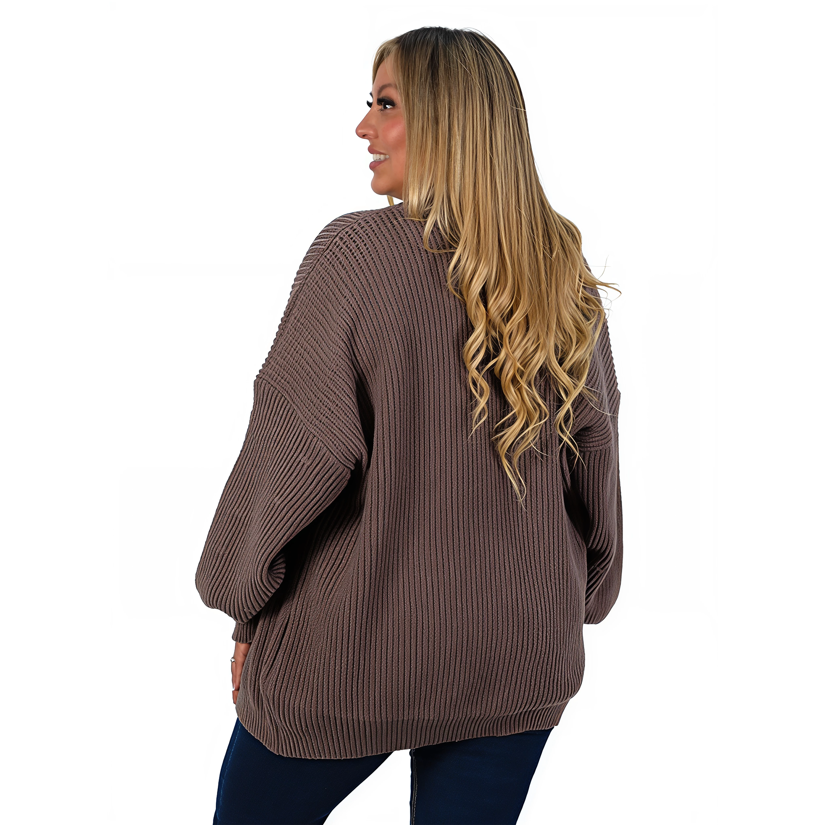 Cárdigan mujer lana mujer manga globo Oversize colores 6