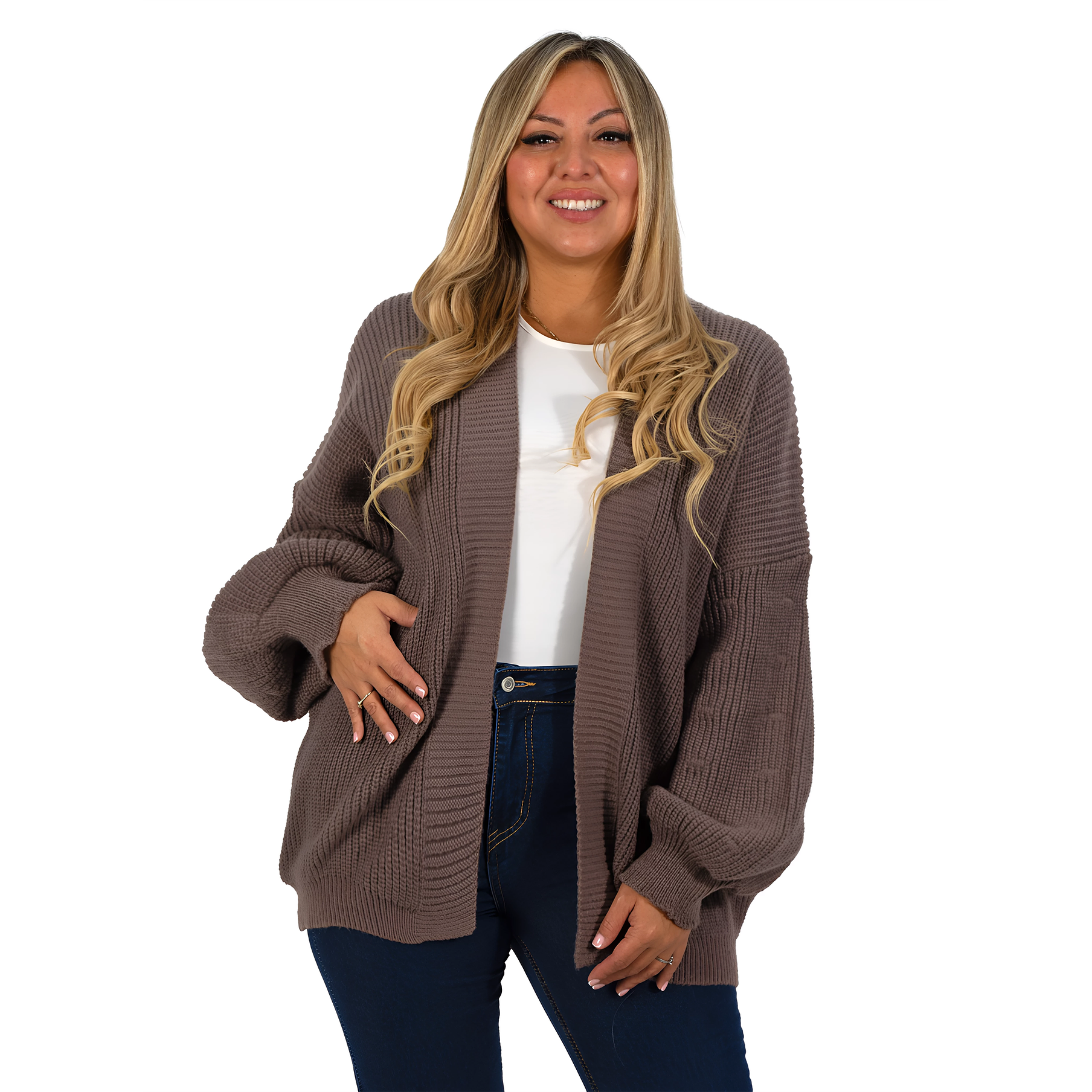 Cárdigan mujer lana mujer manga globo Oversize colores 7