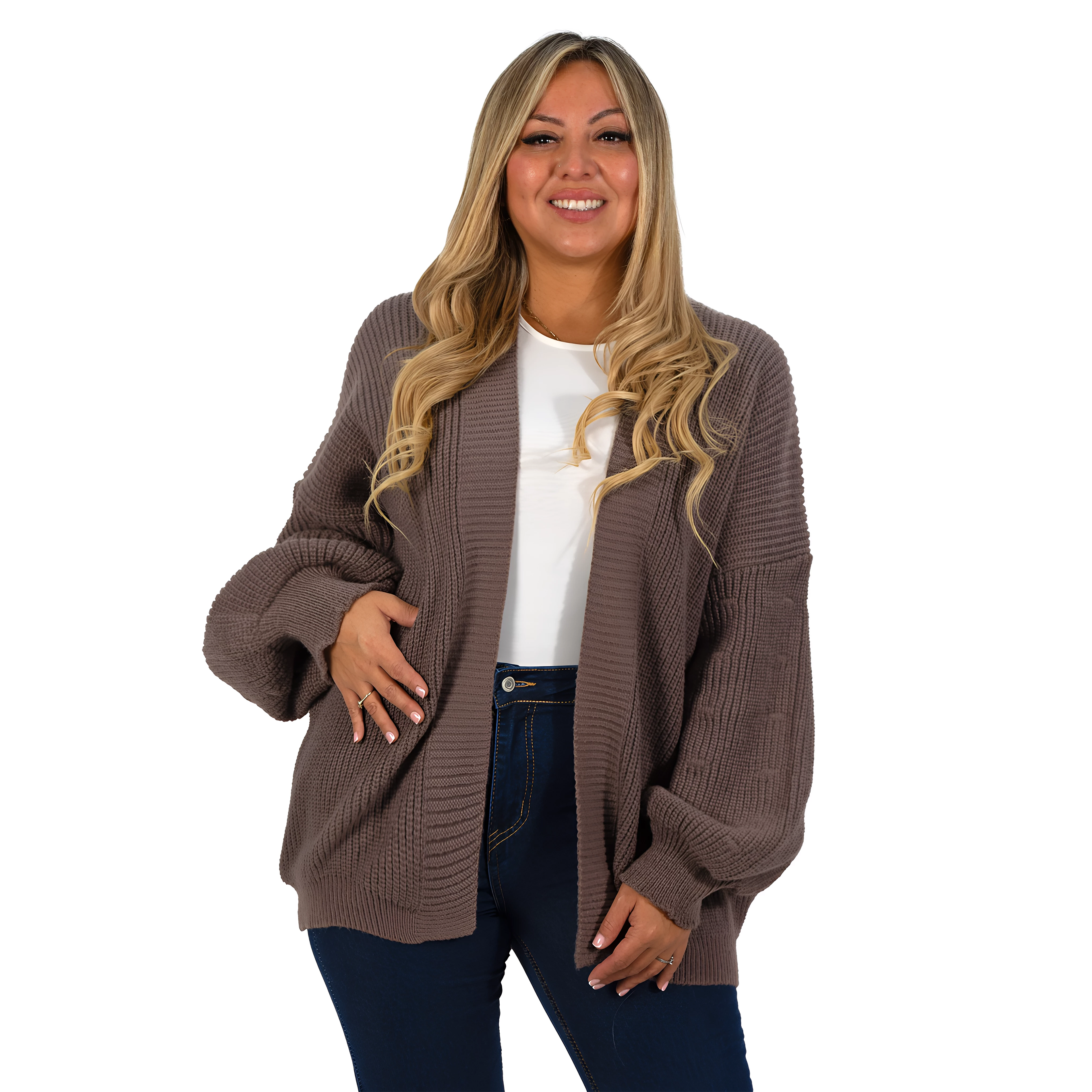 Cárdigan mujer lana mujer manga globo Oversize colores 7