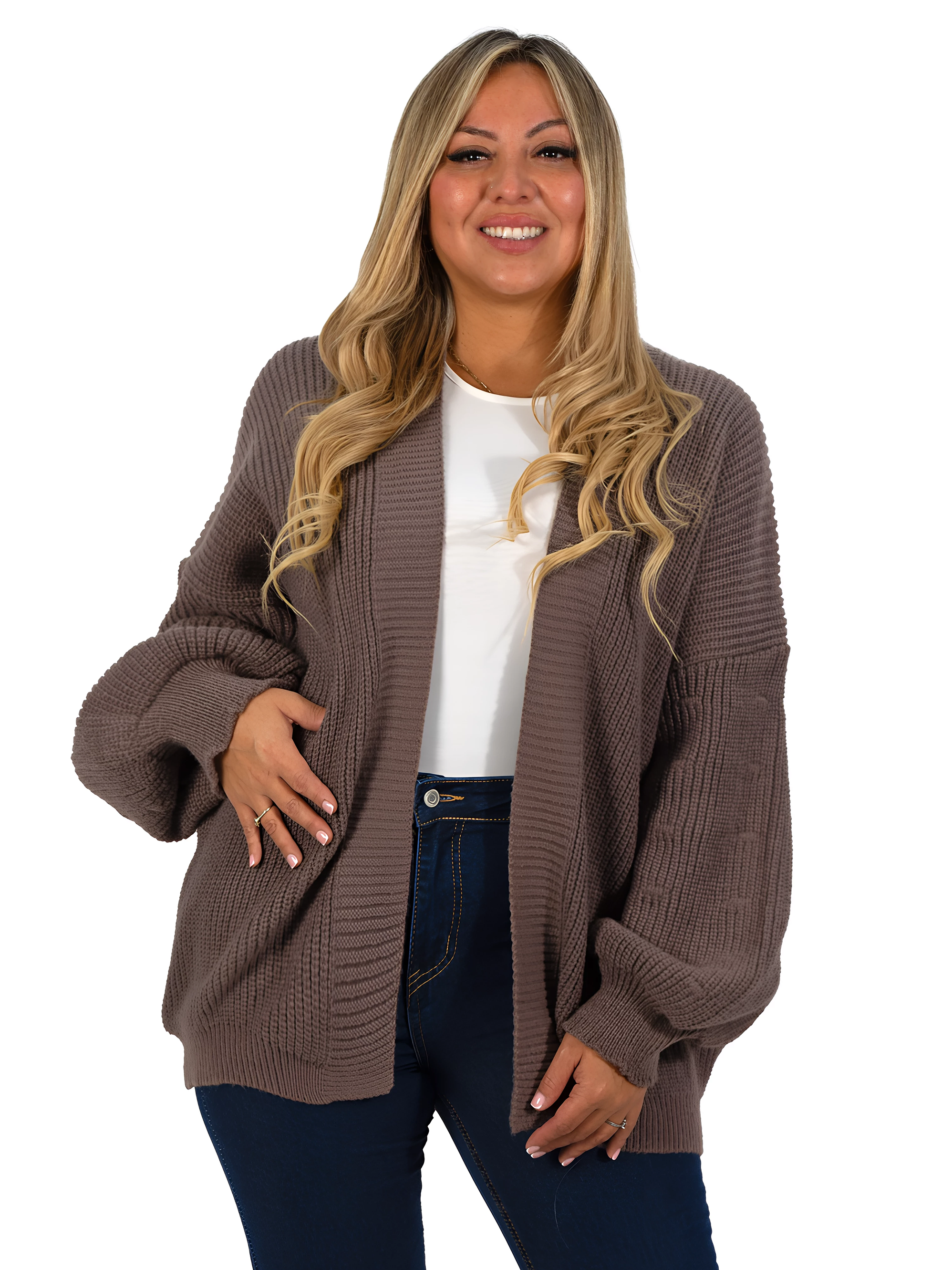 Cárdigan mujer lana mujer manga globo Oversize colores 7