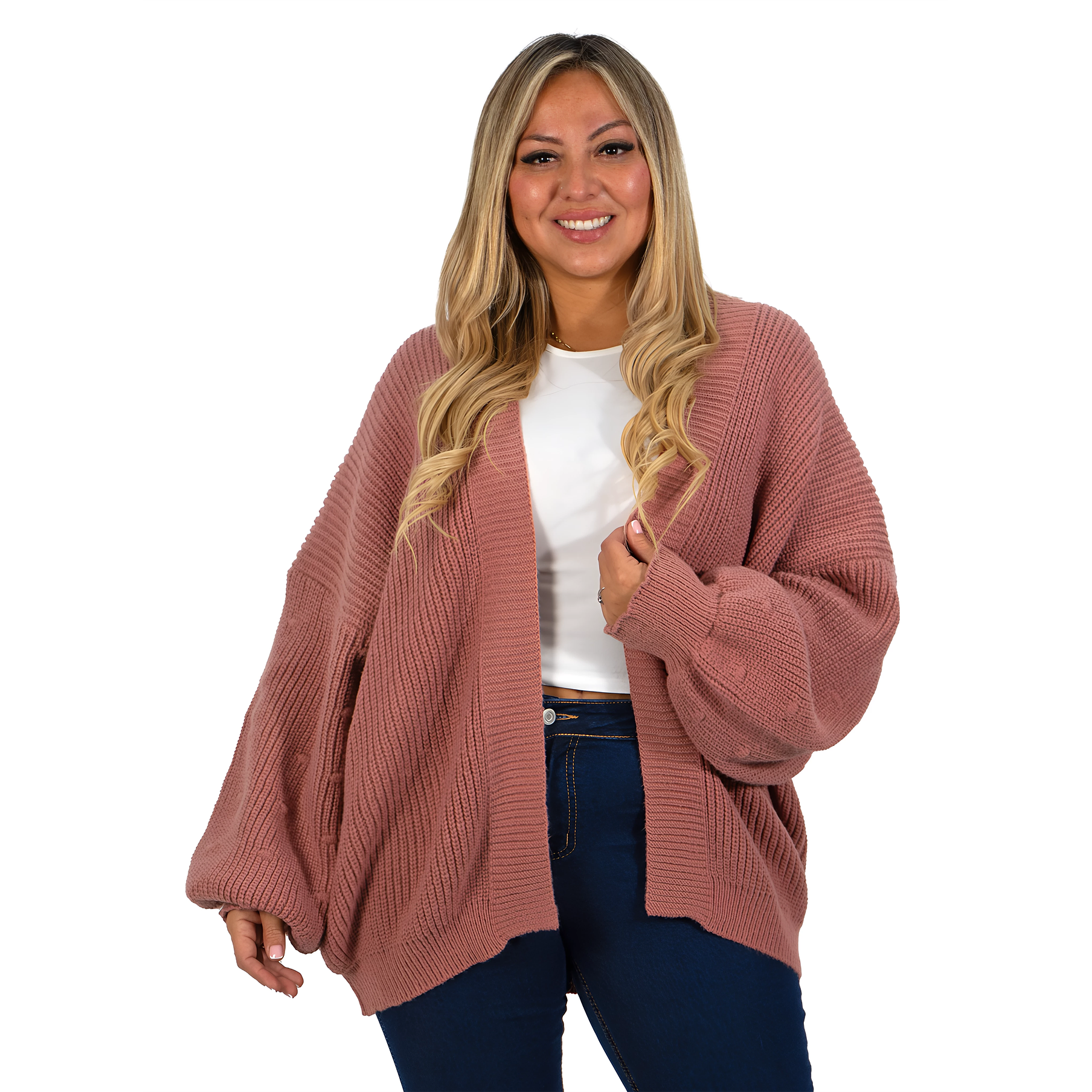 Cárdigan mujer lana mujer manga globo Oversize colores 2