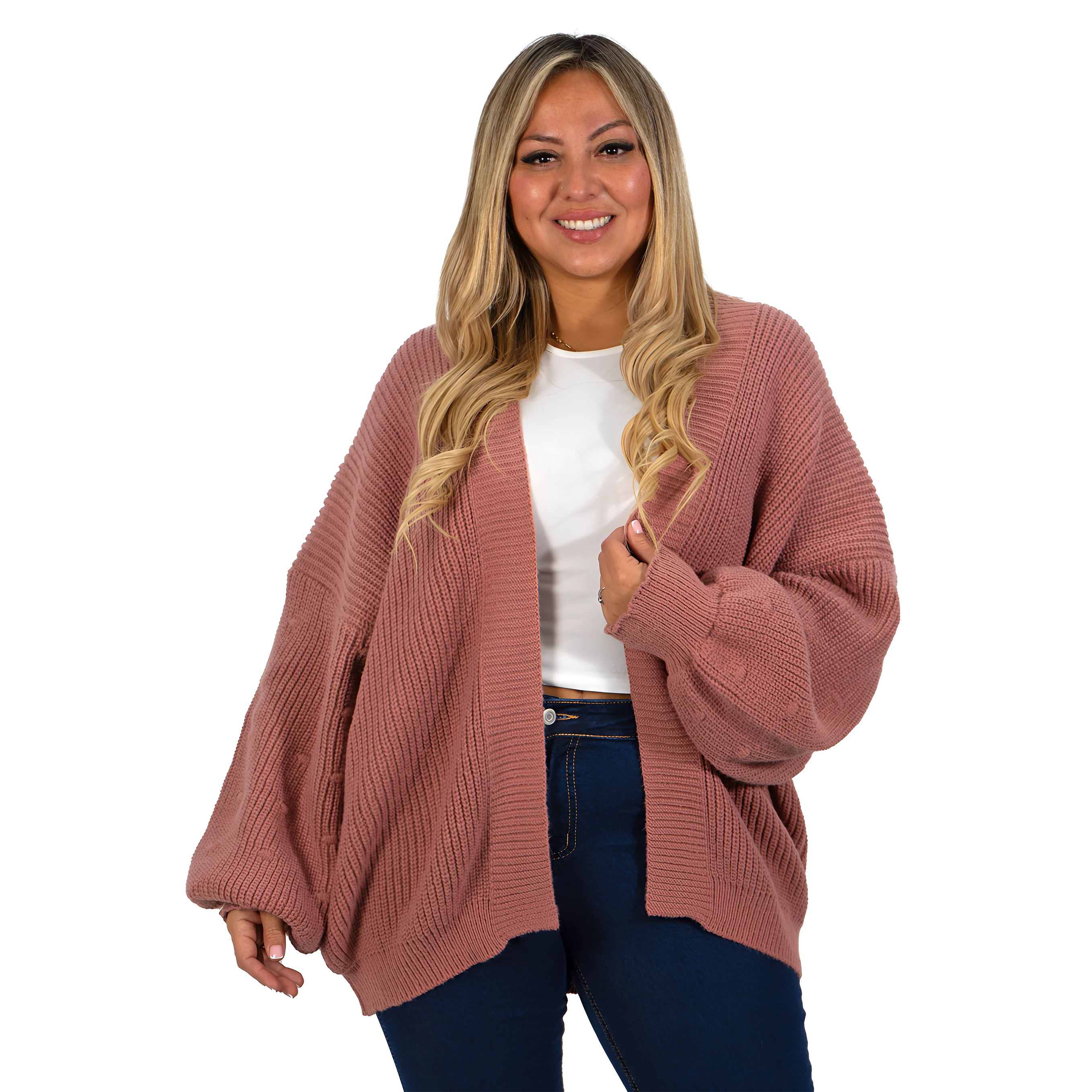 Cárdigan mujer lana mujer manga globo Oversize colores 2