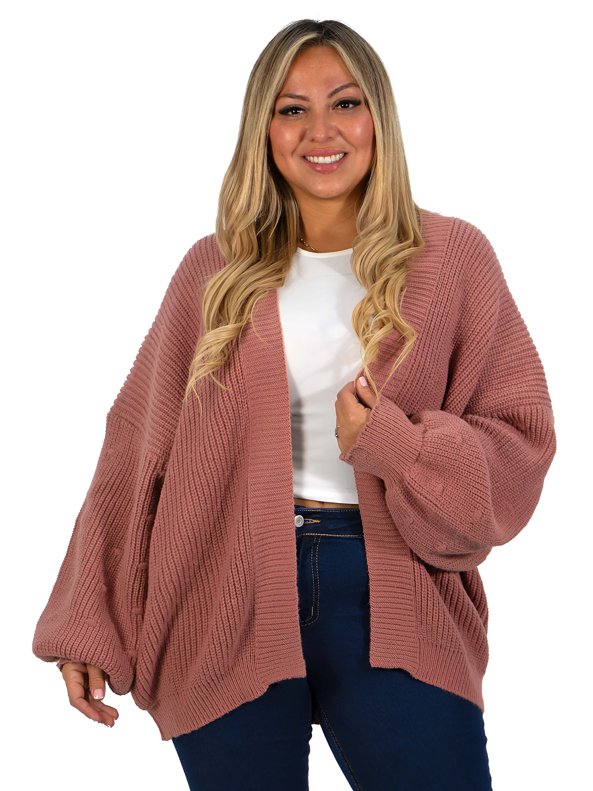 Cárdigan mujer lana mujer manga globo Oversize colores 2