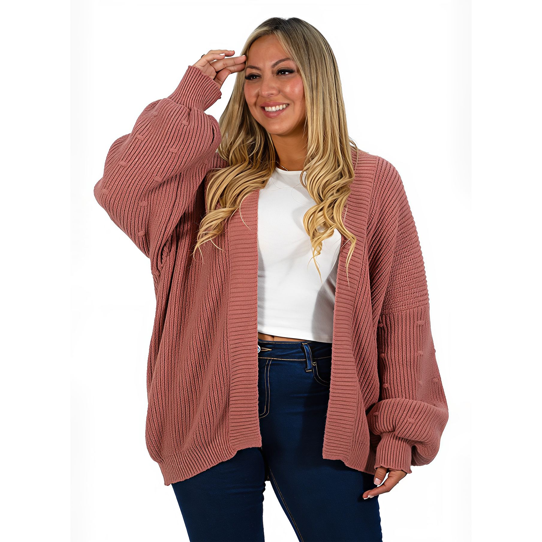 Cárdigan mujer lana mujer manga globo Oversize colores 1