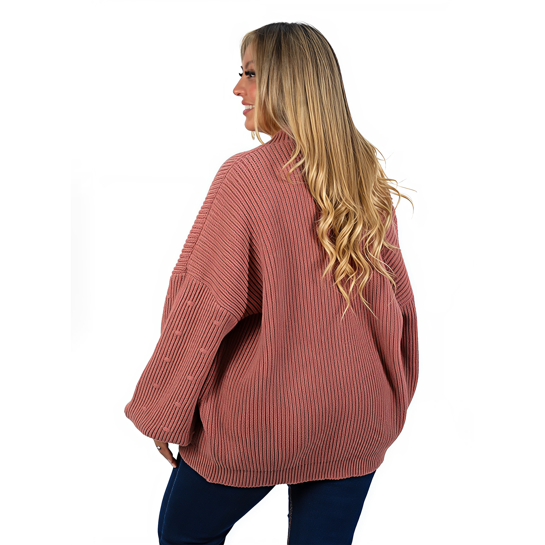 Cárdigan mujer lana mujer manga globo Oversize colores 3