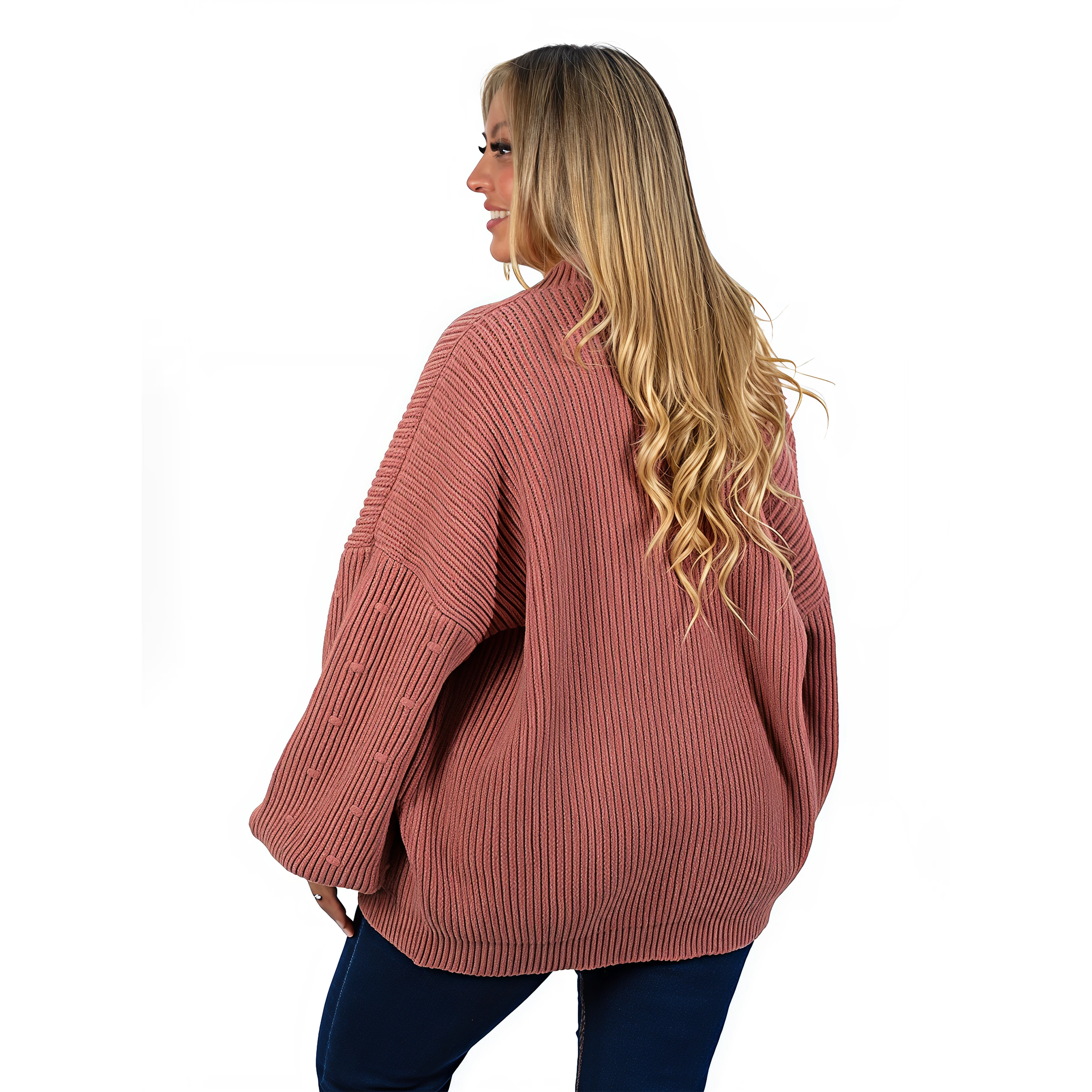 Cárdigan mujer lana mujer manga globo Oversize colores 3