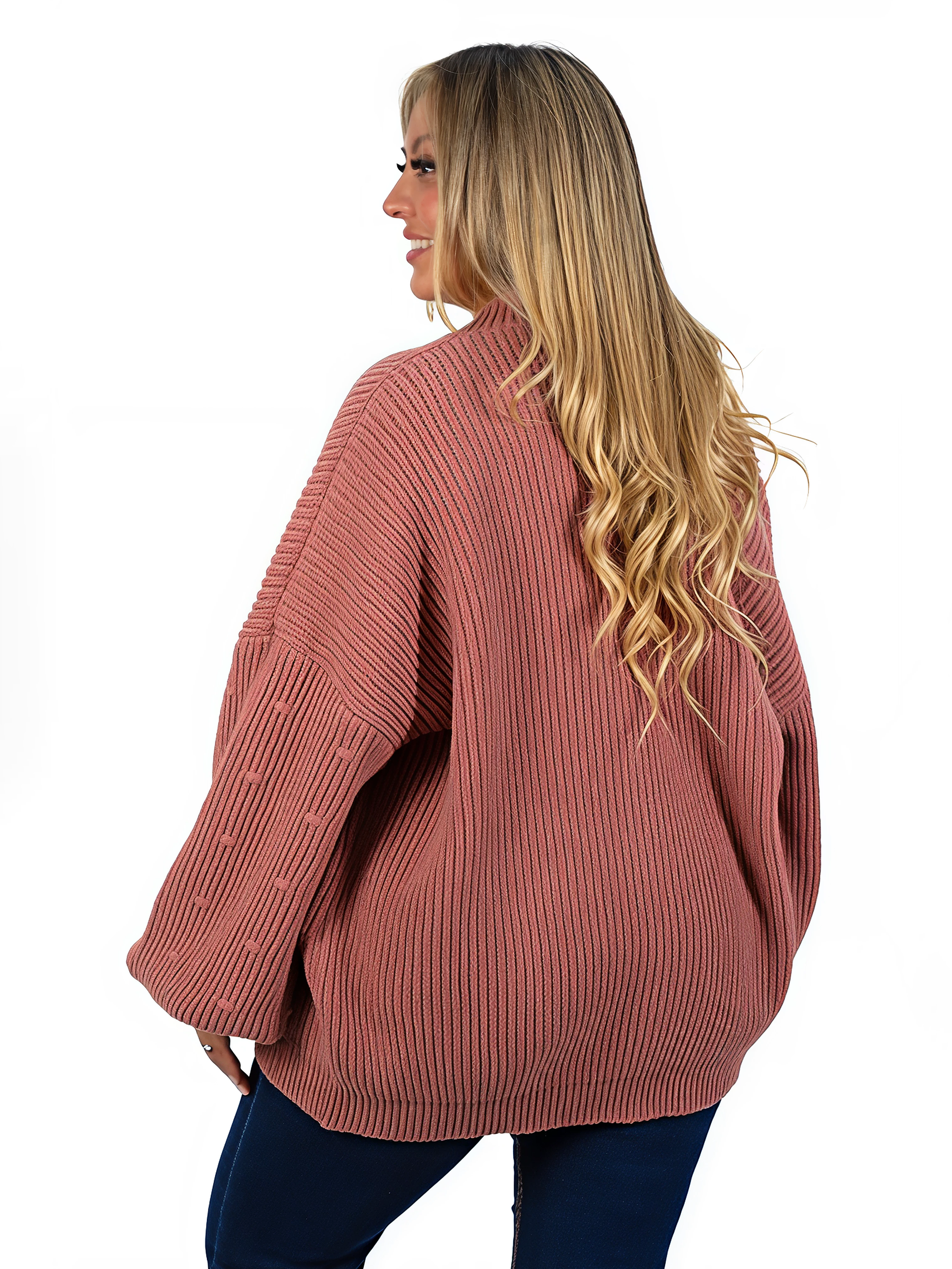 Cárdigan mujer lana mujer manga globo Oversize colores 3